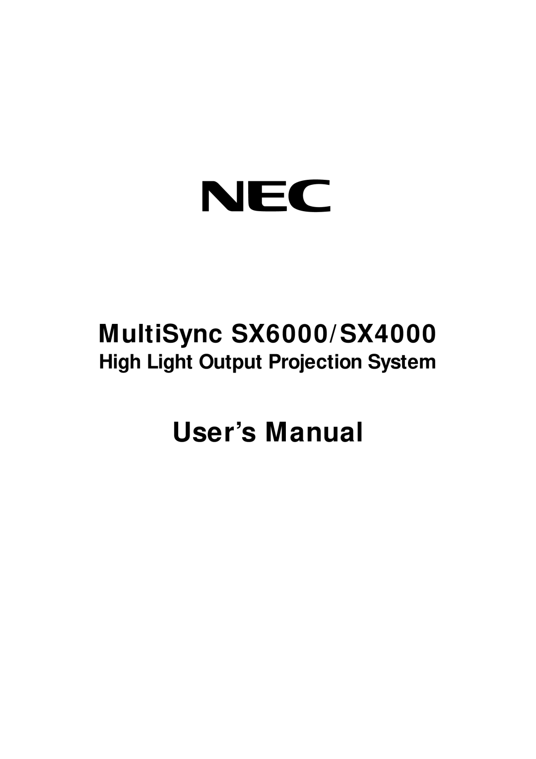 NEC SX4000 user manual User’s Manual 