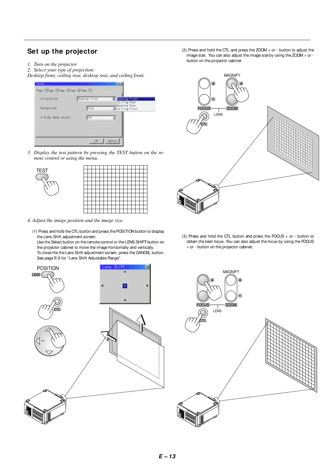 NEC SX4000 user manual Set up the projector, Test 