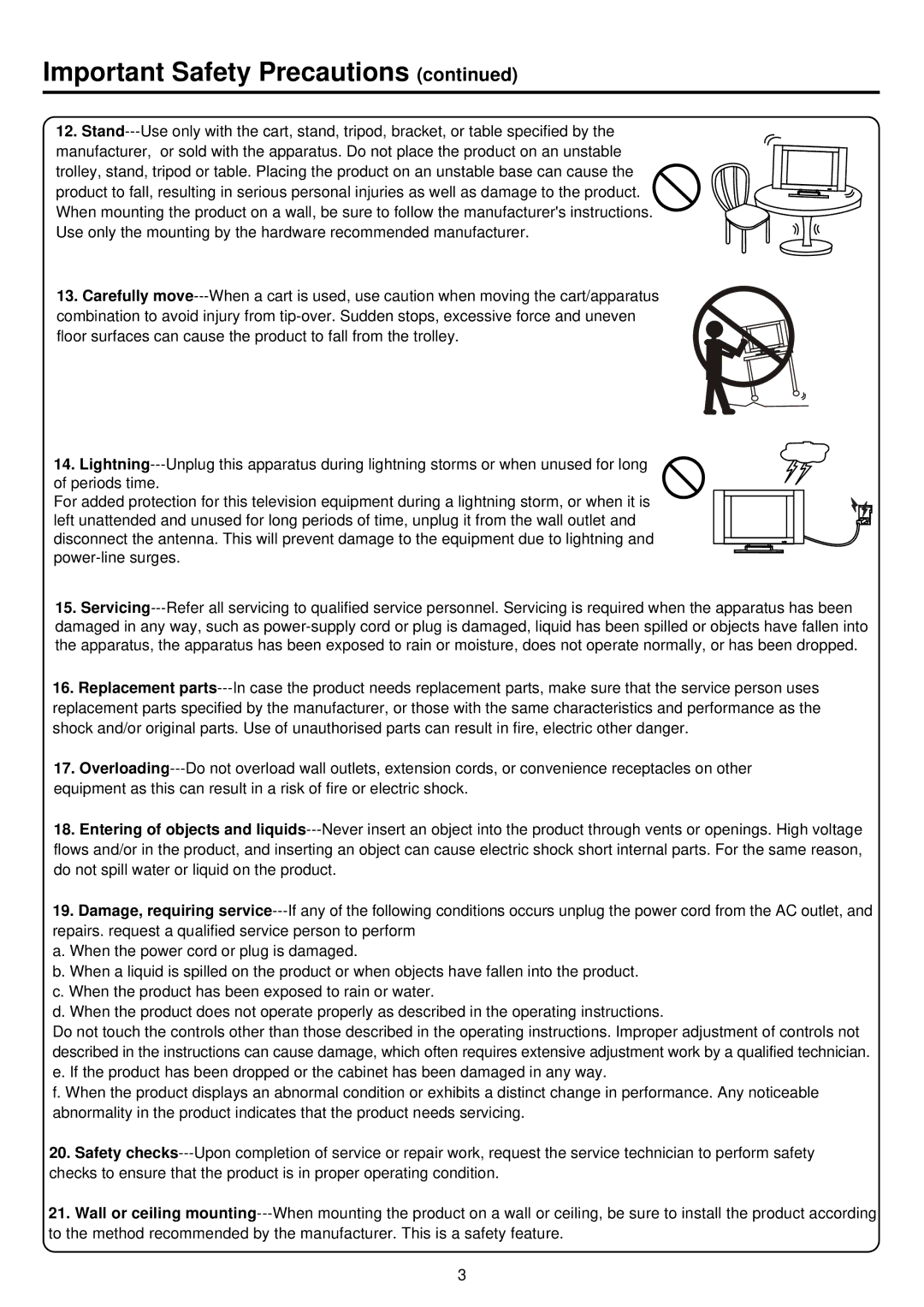 NEC TFTV515Y owner manual Important Safety Precautions 