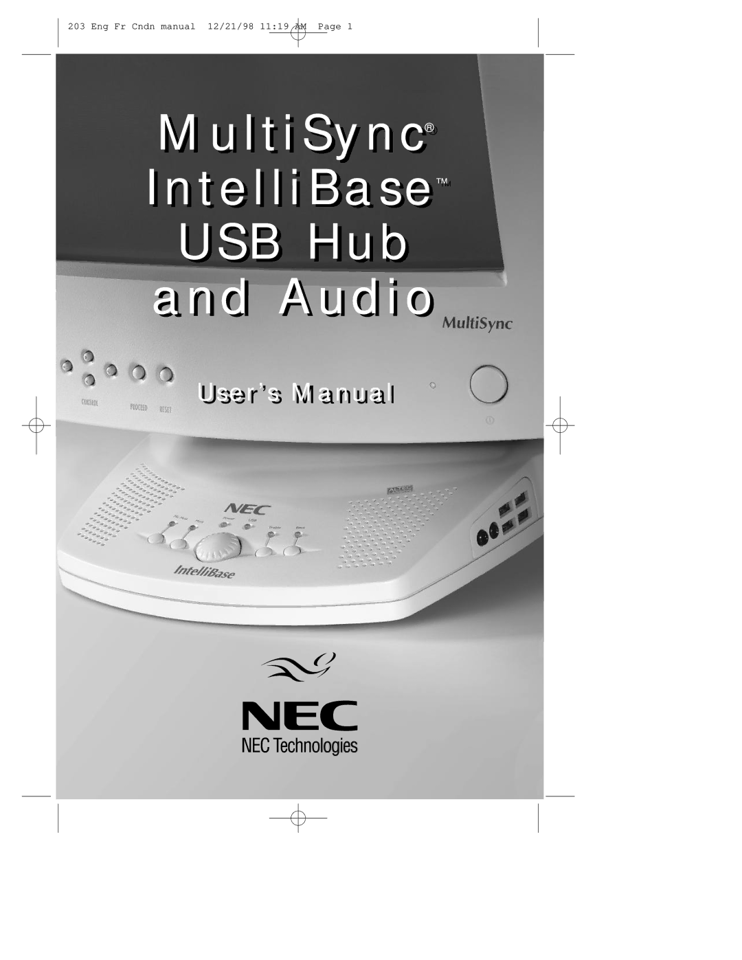 NEC user manual MultiSync IntelliBase USB Hub Audio 