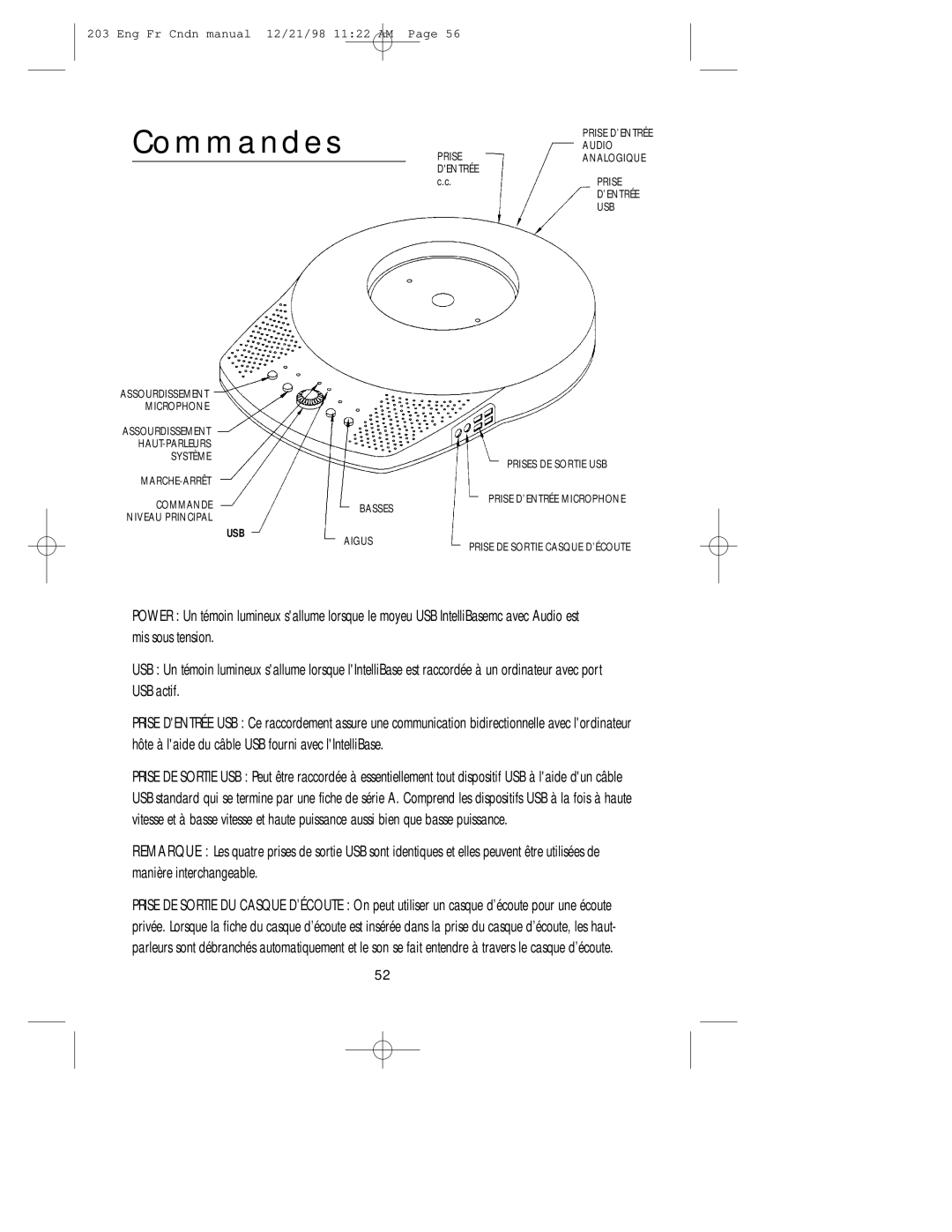 NEC USB user manual Commandes 