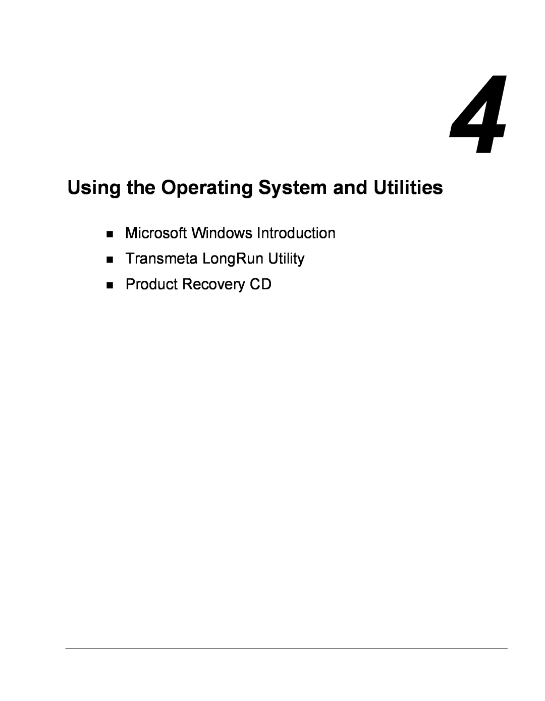 NEC Versa Series manual Using the Operating System and Utilities, Microsoft Windows Introduction Transmeta LongRun Utility 