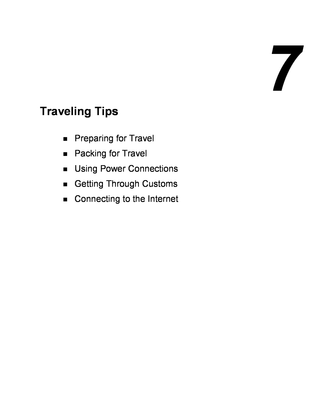 NEC Versa Series manual Traveling Tips, Preparing for Travel Packing for Travel Using Power Connections 