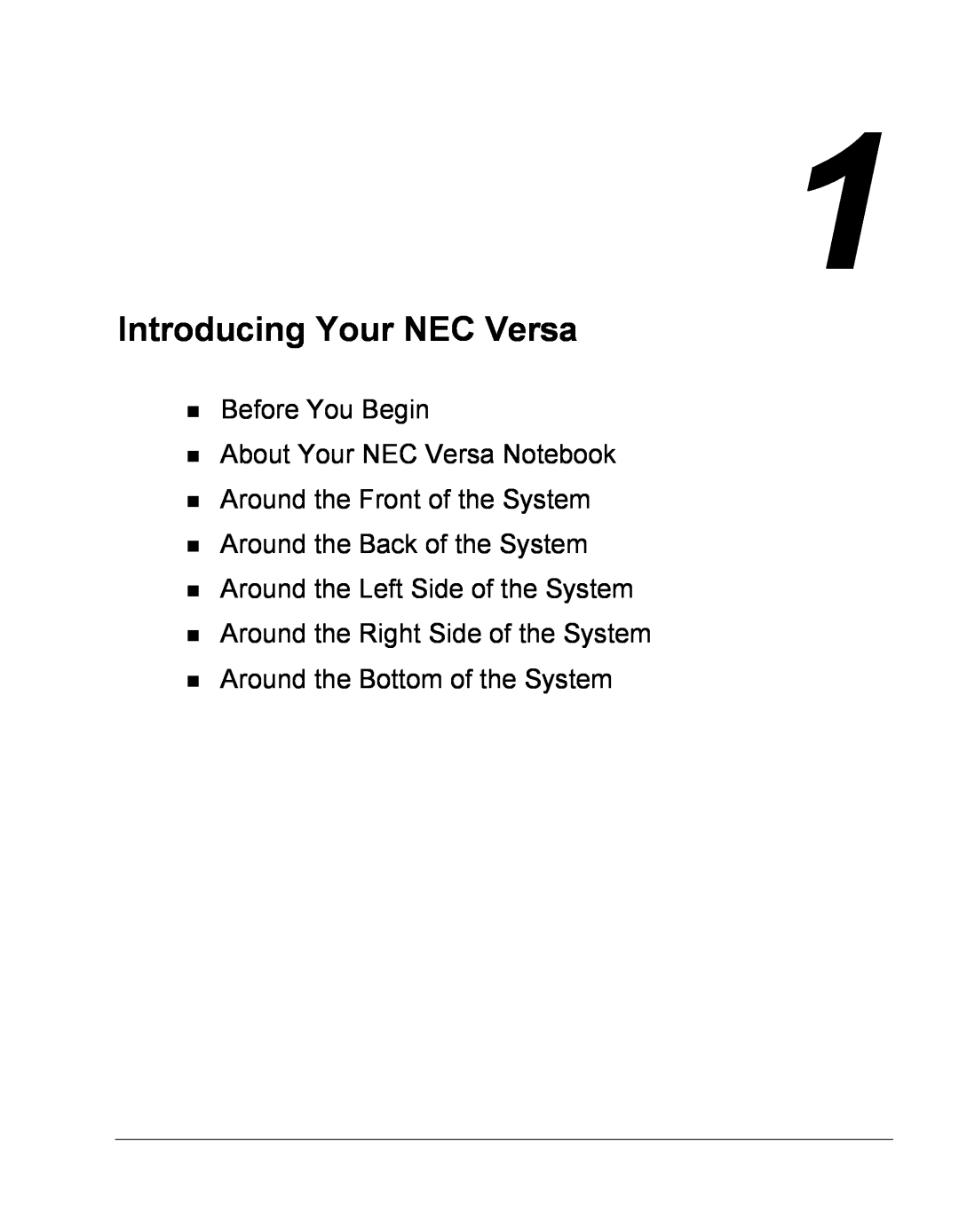 NEC Versa Series manual Introducing Your NEC Versa, Before You Begin About Your NEC Versa Notebook 