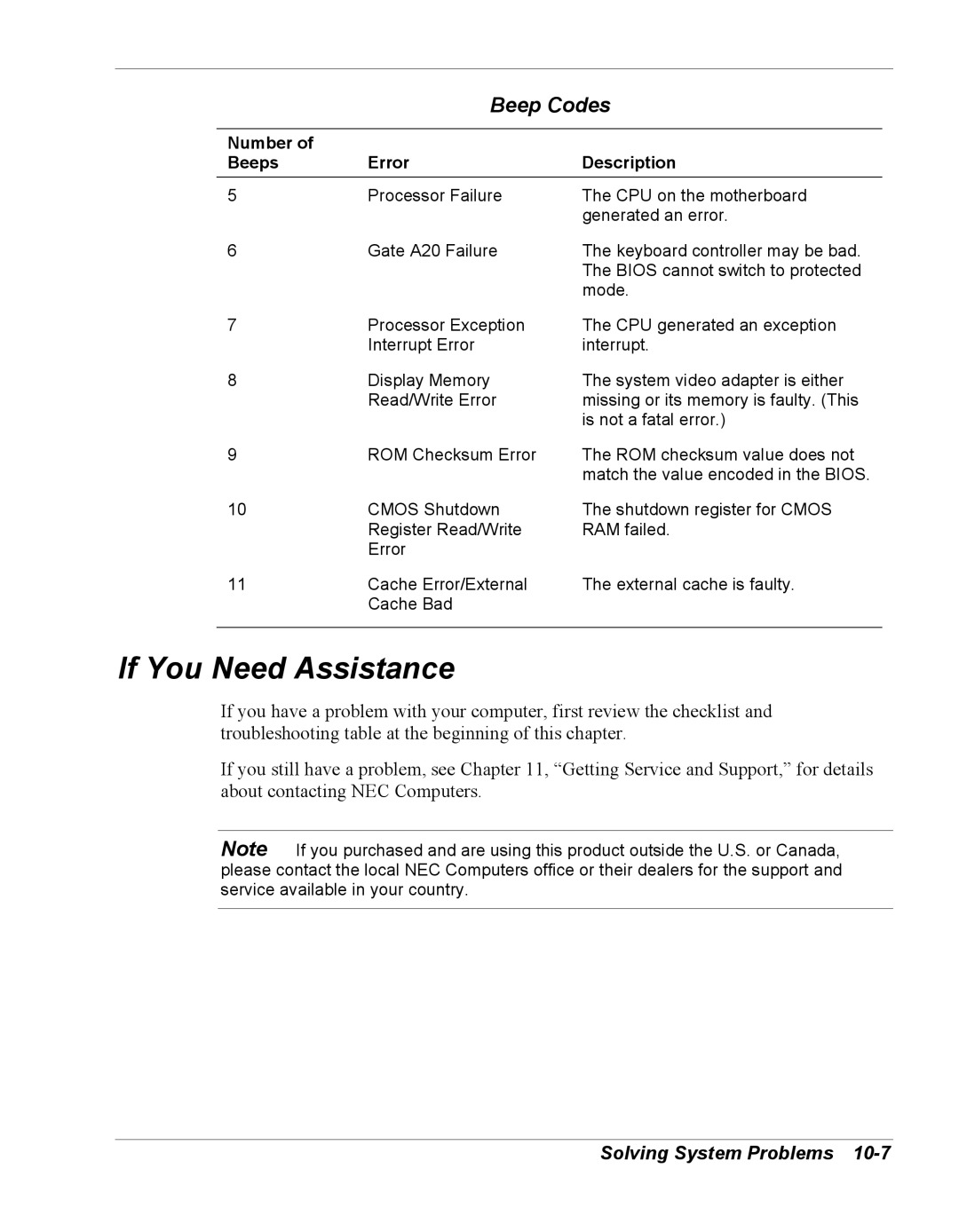 NEC Versa Series manual If You Need Assistance 