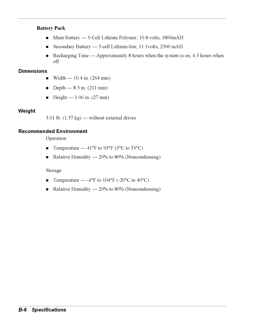 NEC Versa Series manual Dimensions 