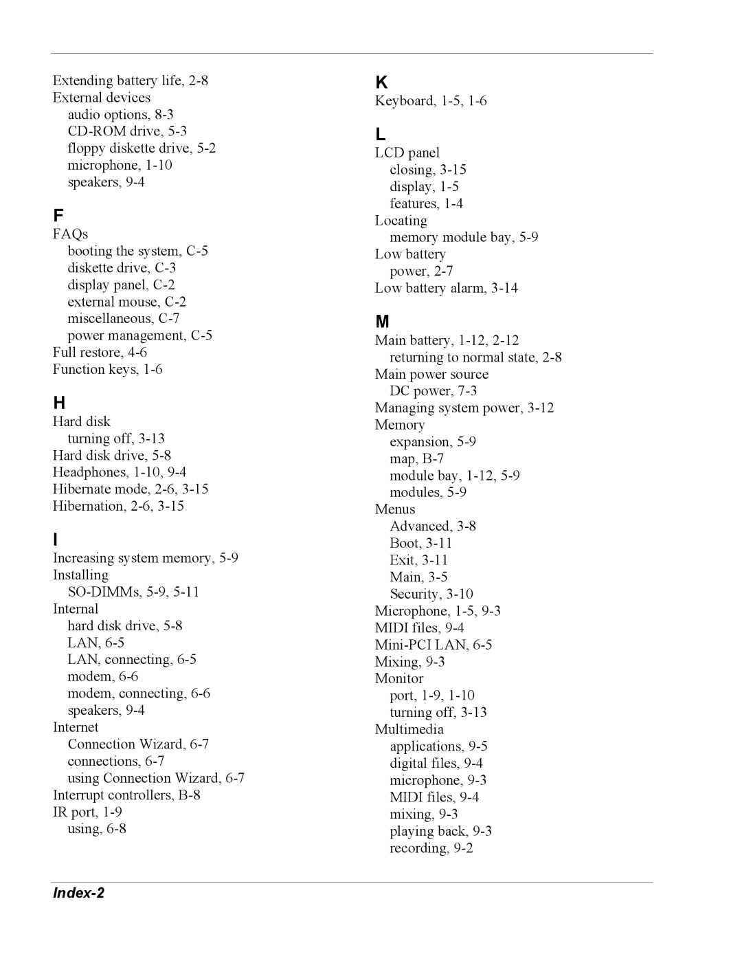 NEC Versa Series manual Index-2 