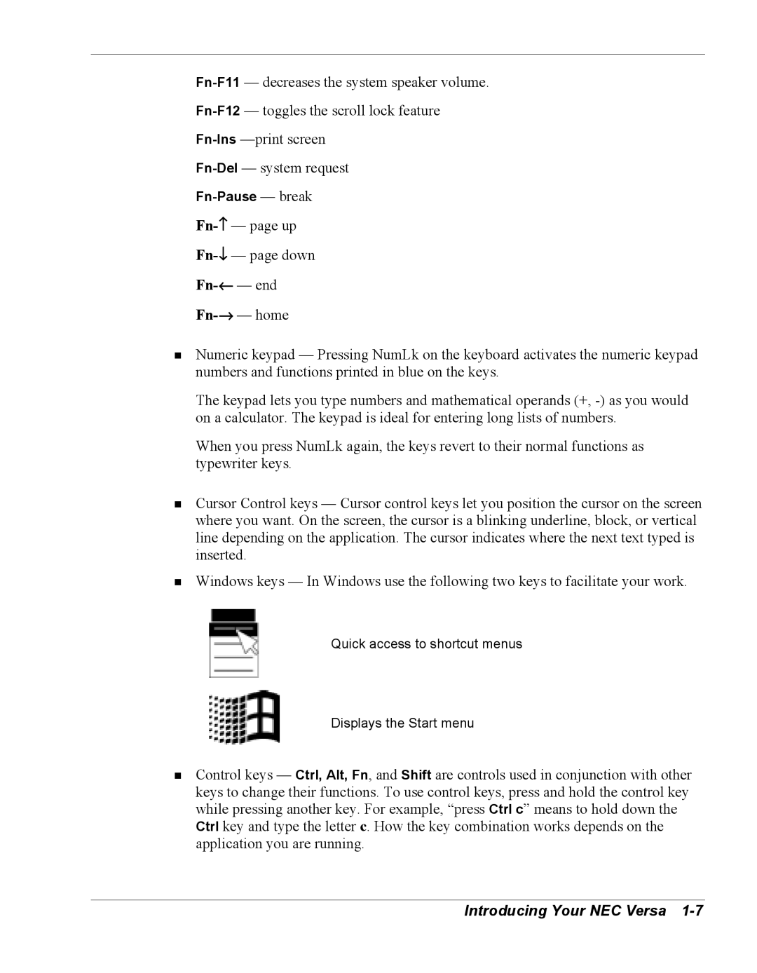 NEC Versa Series manual Fn-Pause break 