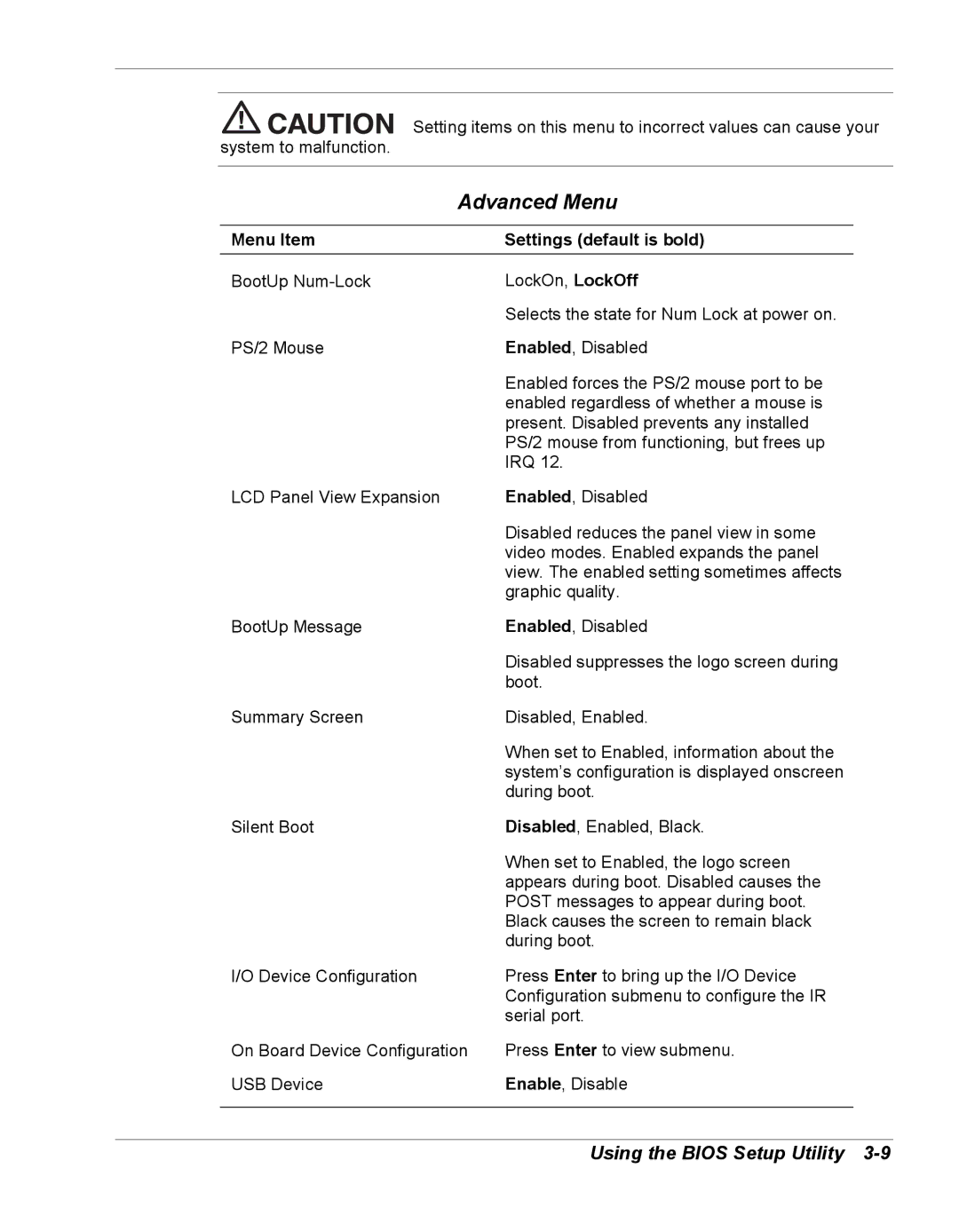 NEC Versa Series manual Advanced Menu 