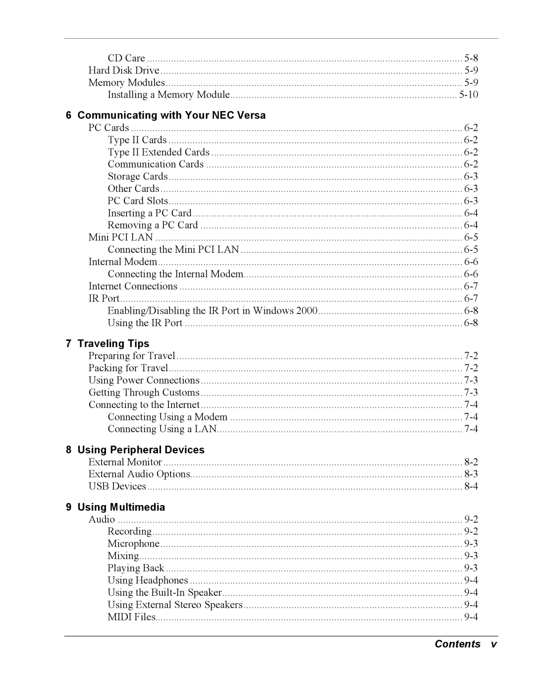 NEC Versa Series manual Using Peripheral Devices 