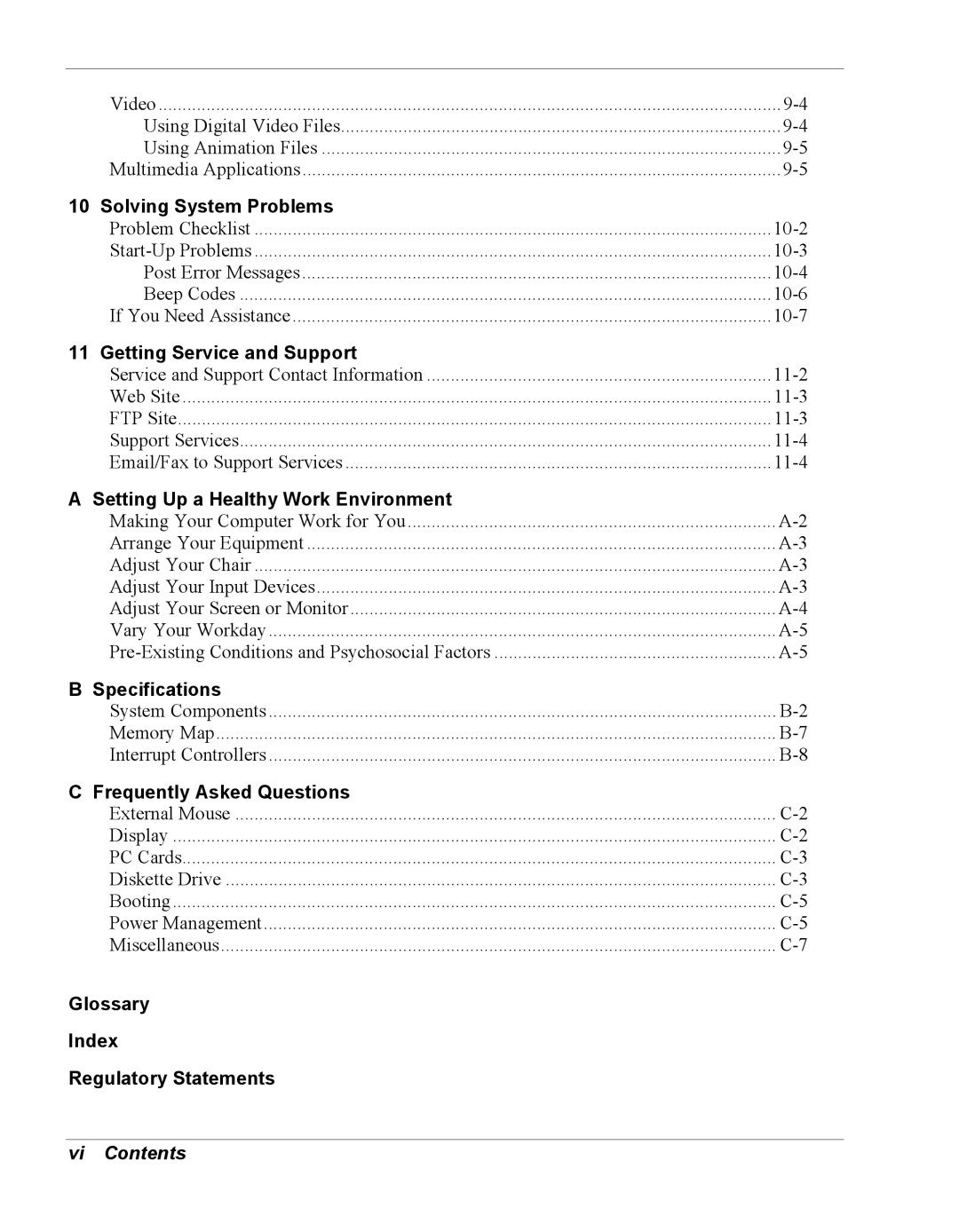 NEC Versa Series manual Solving System Problems, Vi Contents 