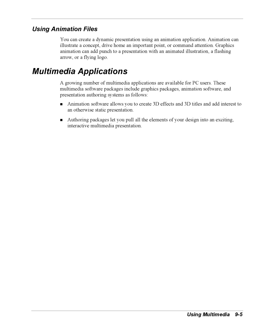 NEC Versa Series manual Multimedia Applications, Using Animation Files 