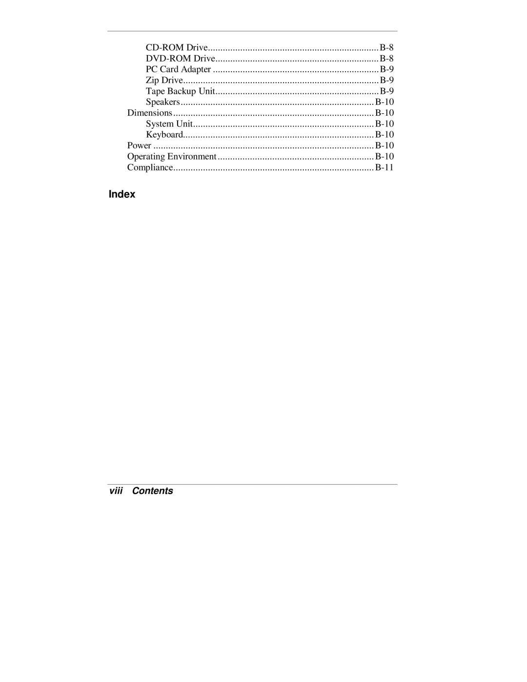 NEC VT 300 Series manual Index, viii Contents 