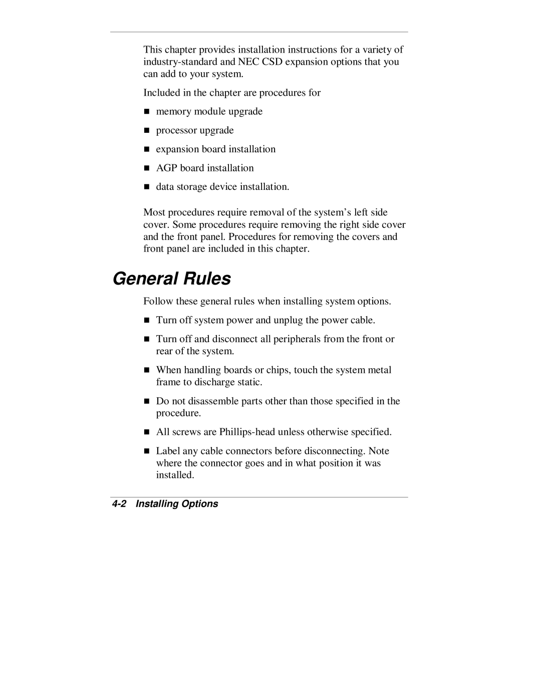 NEC VT 300 Series manual General Rules 
