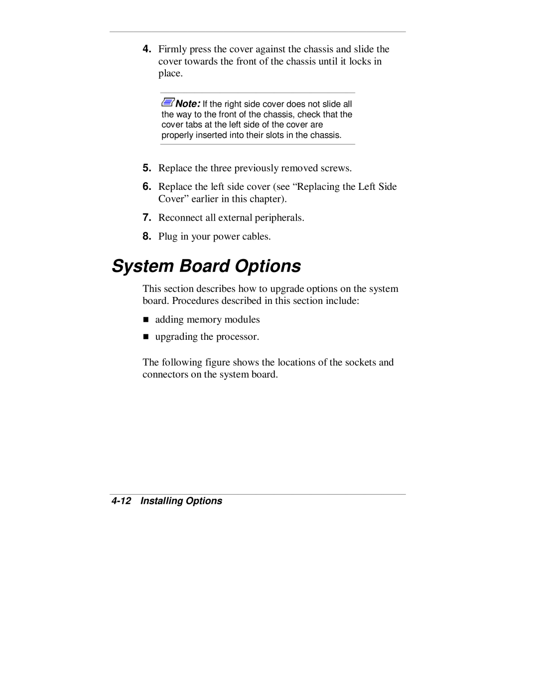 NEC VT 300 Series manual System Board Options 