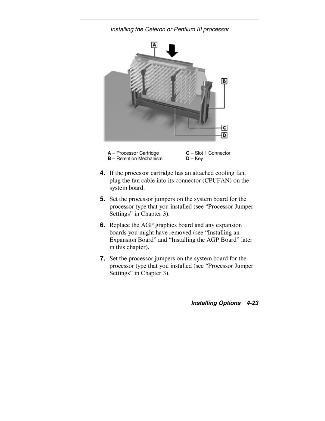 NEC VT 300 Series manual Installing the Celeron or Pentium III processor 