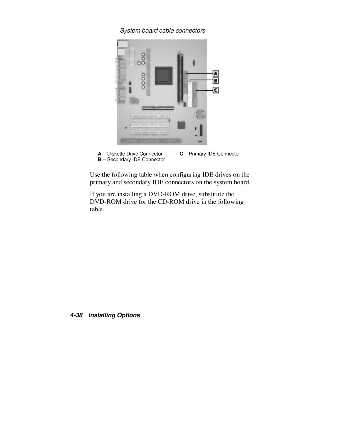 NEC VT 300 Series manual System board cable connectors 