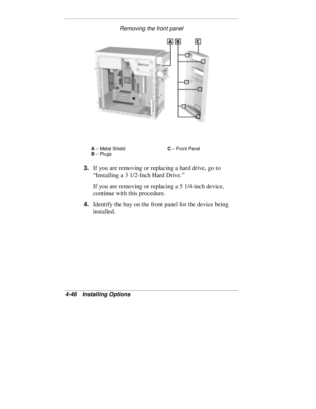 NEC VT 300 Series manual Removing the front panel 