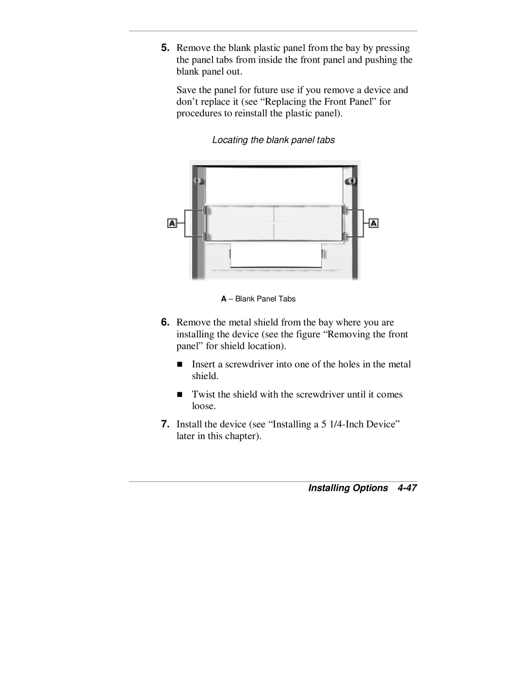 NEC VT 300 Series manual Locating the blank panel tabs 