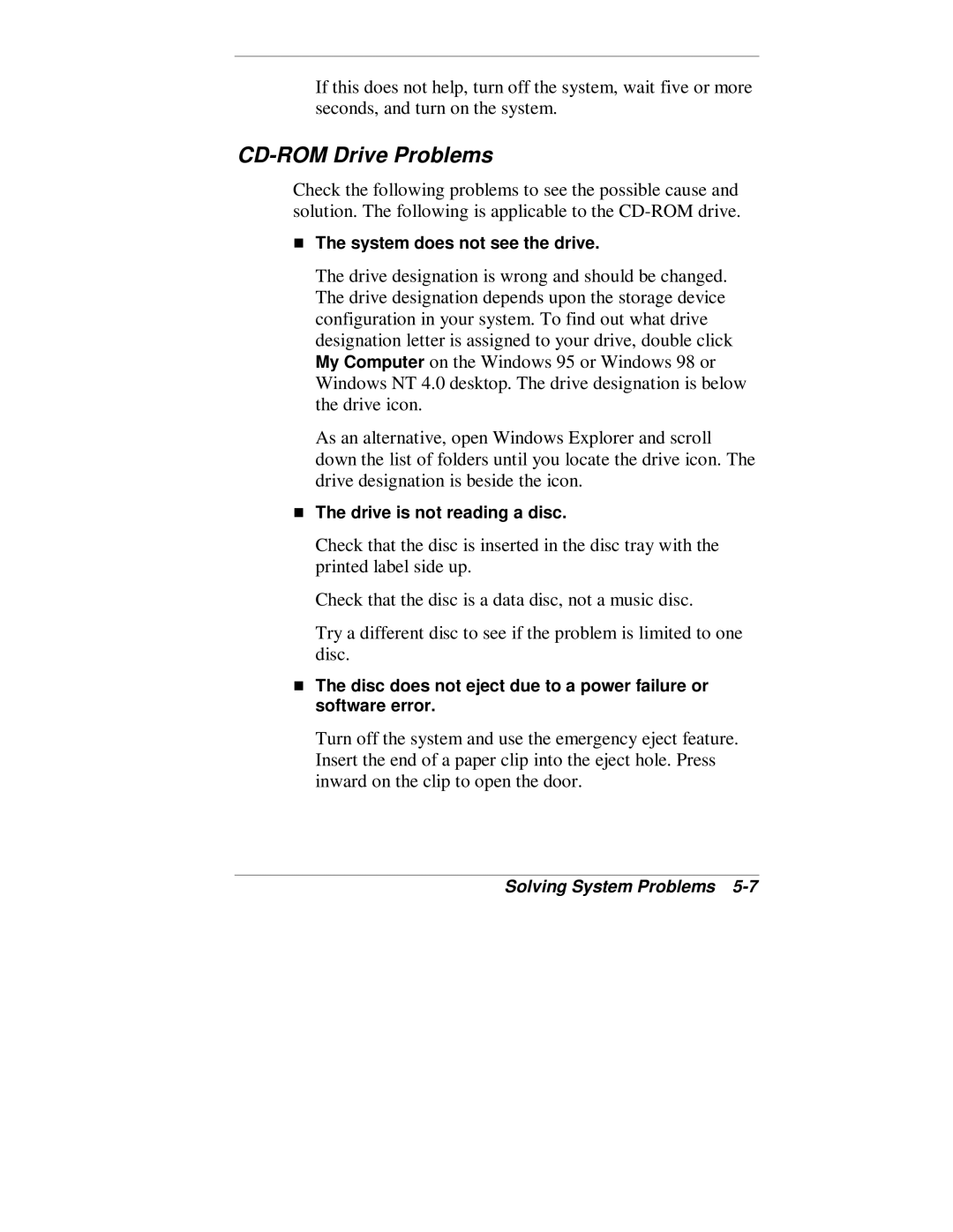 NEC VT 300 Series manual CD-ROM Drive Problems 