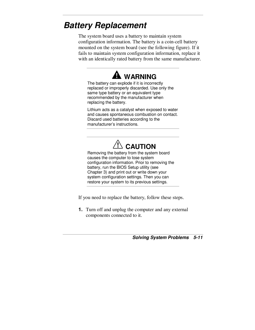 NEC VT 300 Series manual Battery Replacement 