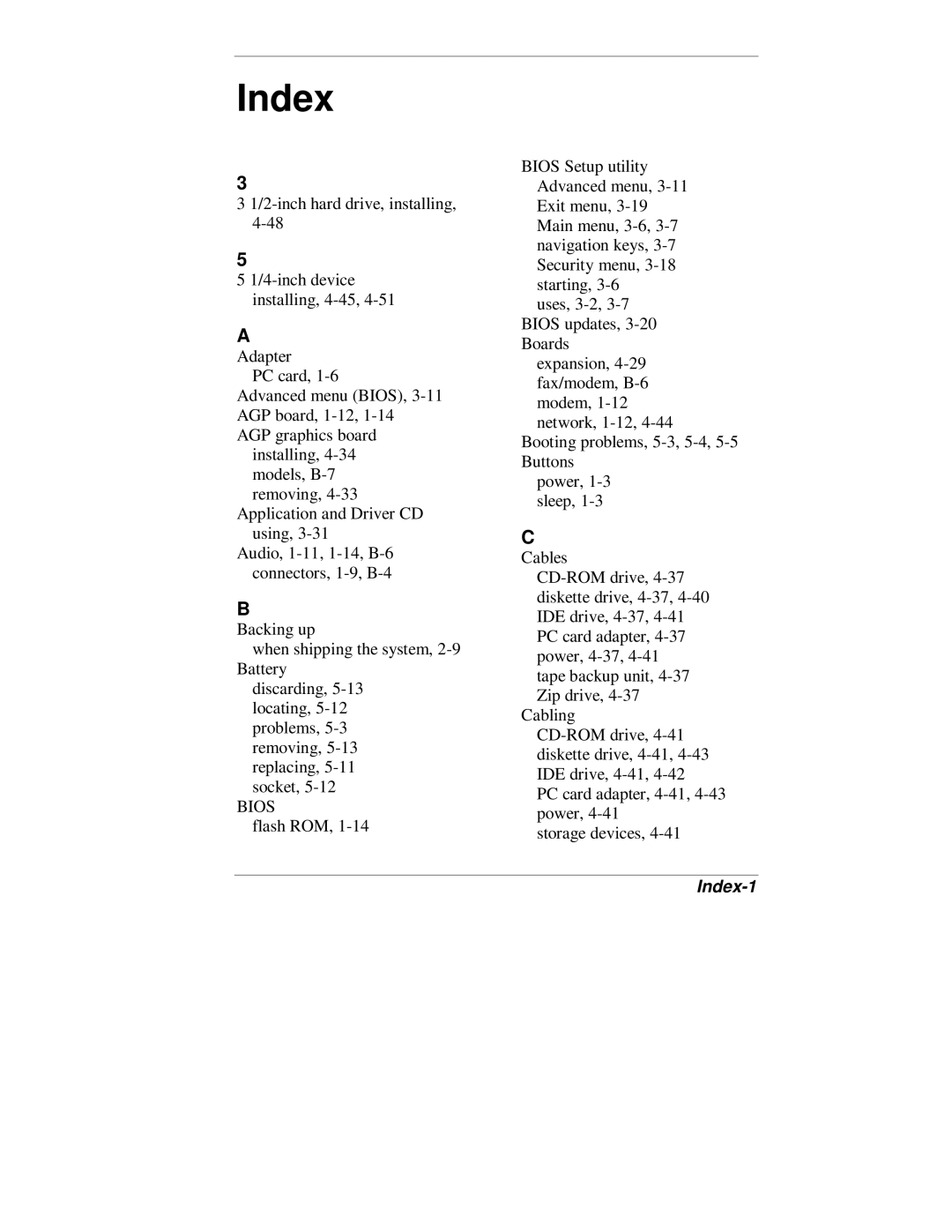 NEC VT 300 Series manual Index-1 