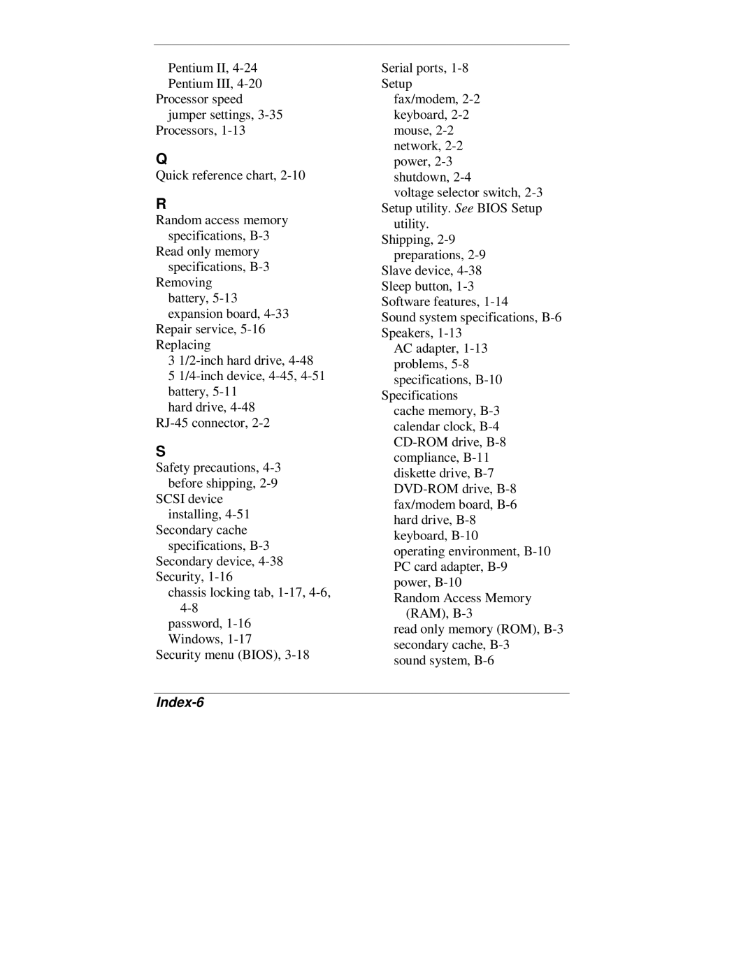 NEC VT 300 Series manual Index-6 