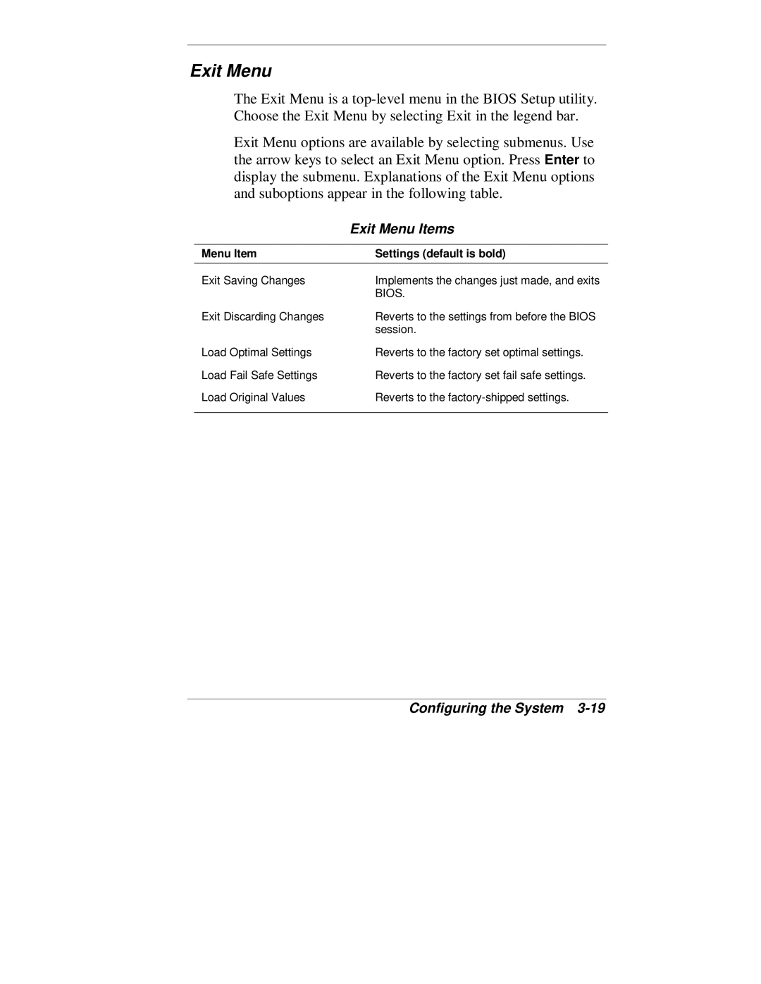 NEC VT 300 Series manual Exit Menu Items 