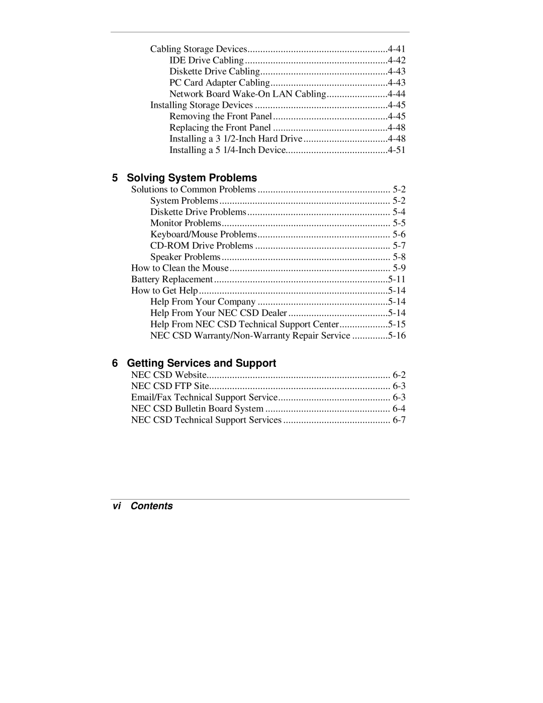 NEC VT 300 Series manual Solving System Problems, Vi Contents 