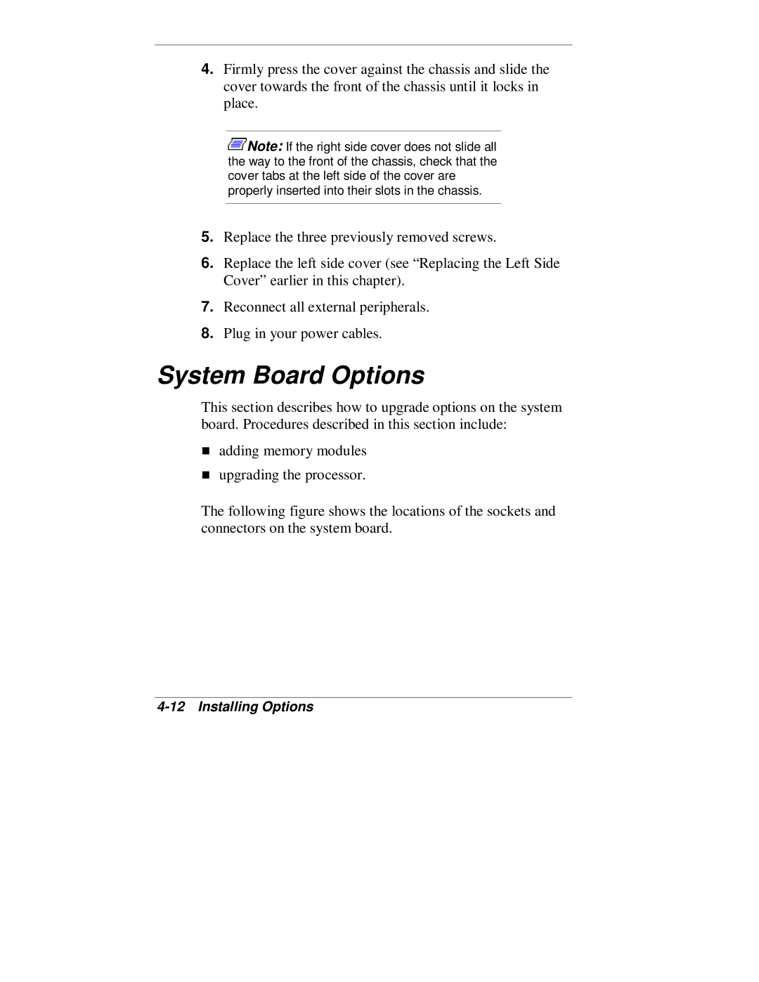 NEC VT 300 Series manual System Board Options 