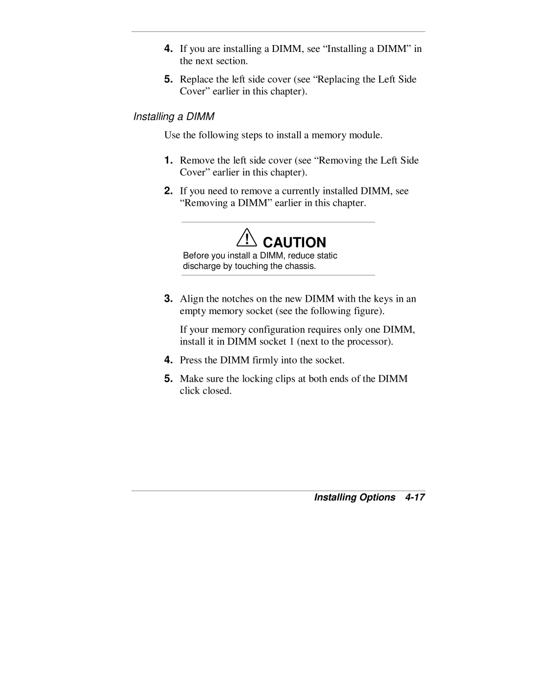 NEC VT 300 Series manual Installing a Dimm 