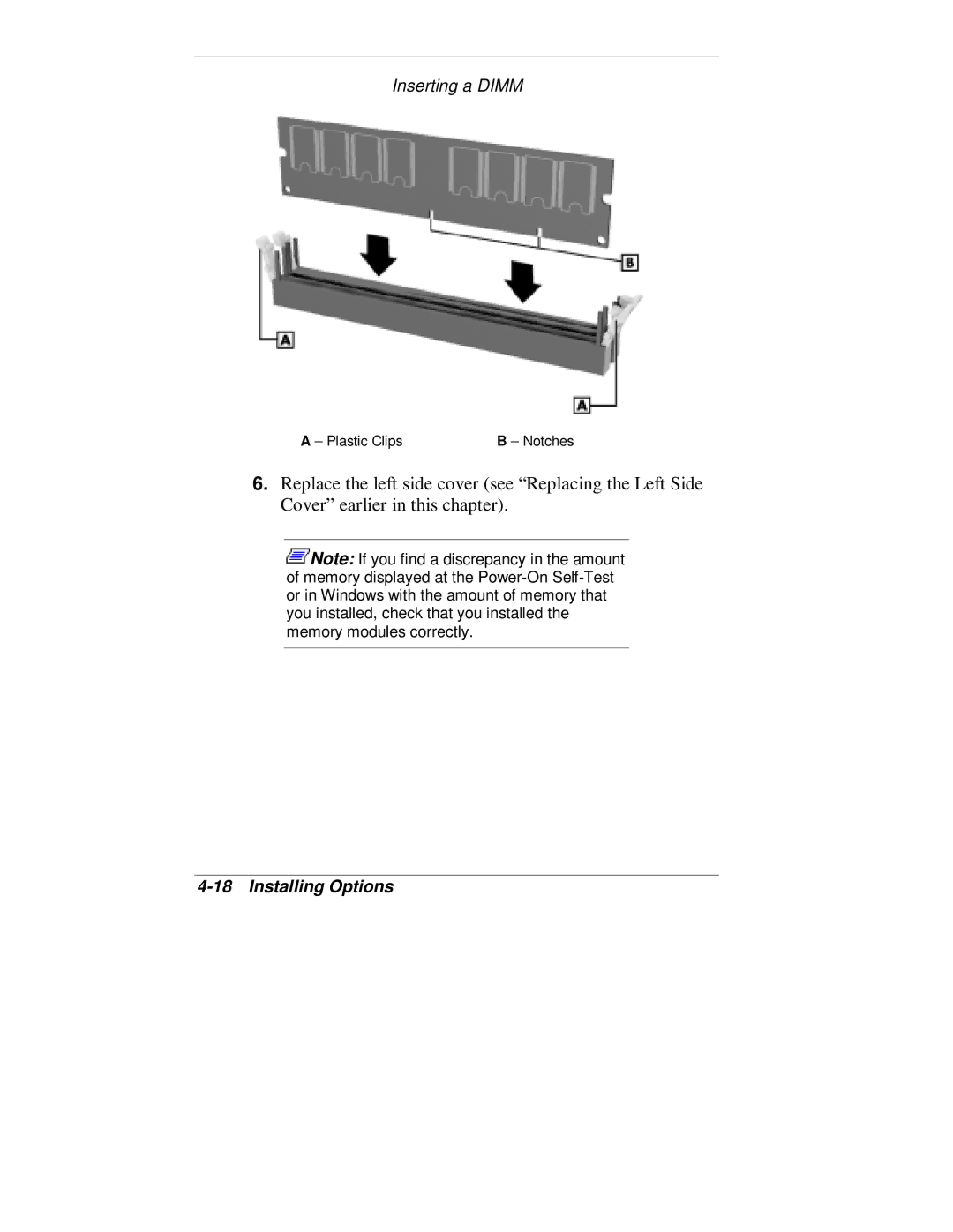 NEC VT 300 Series manual Inserting a Dimm 