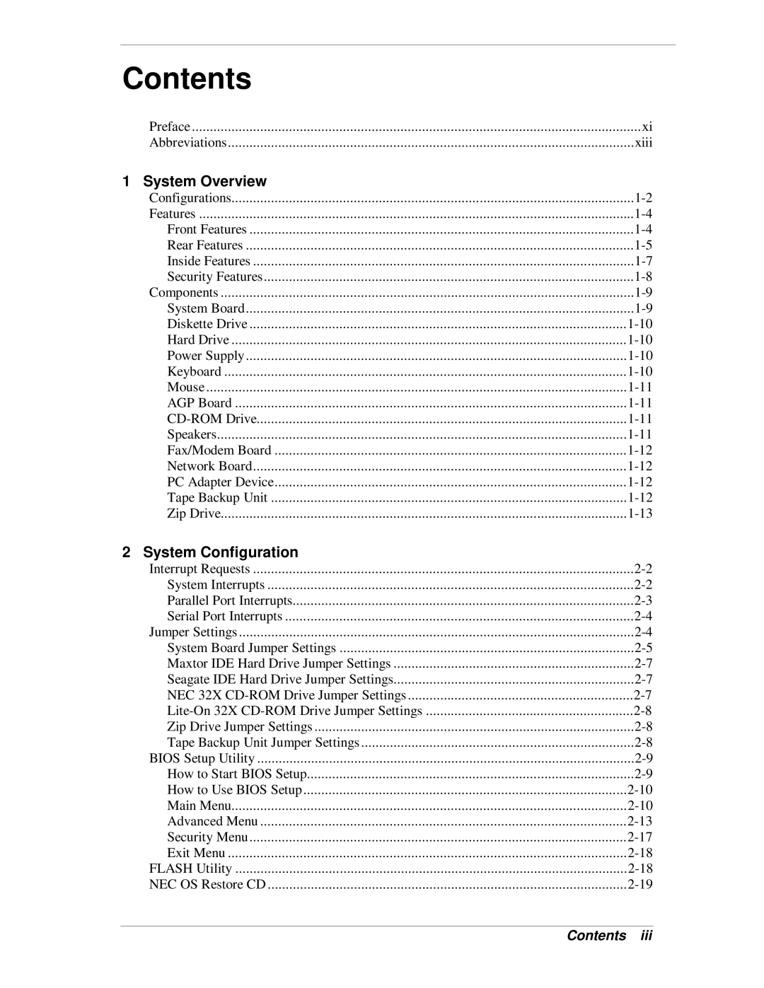 NEC VT 300i manual Contents 