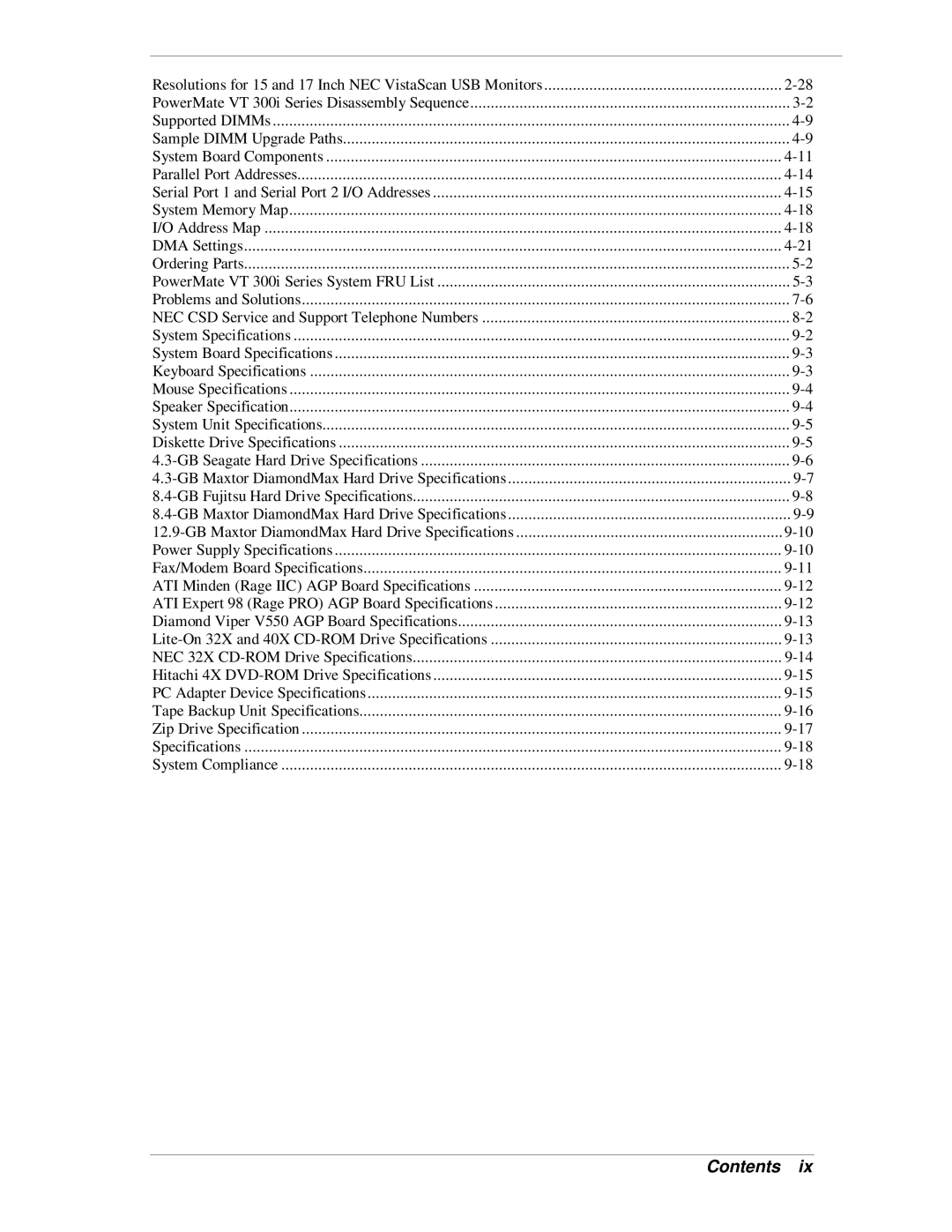 NEC VT 300i manual Contents 