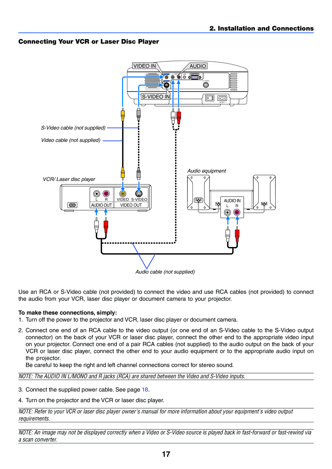 NEC VT37 manual To make these connections, simply 