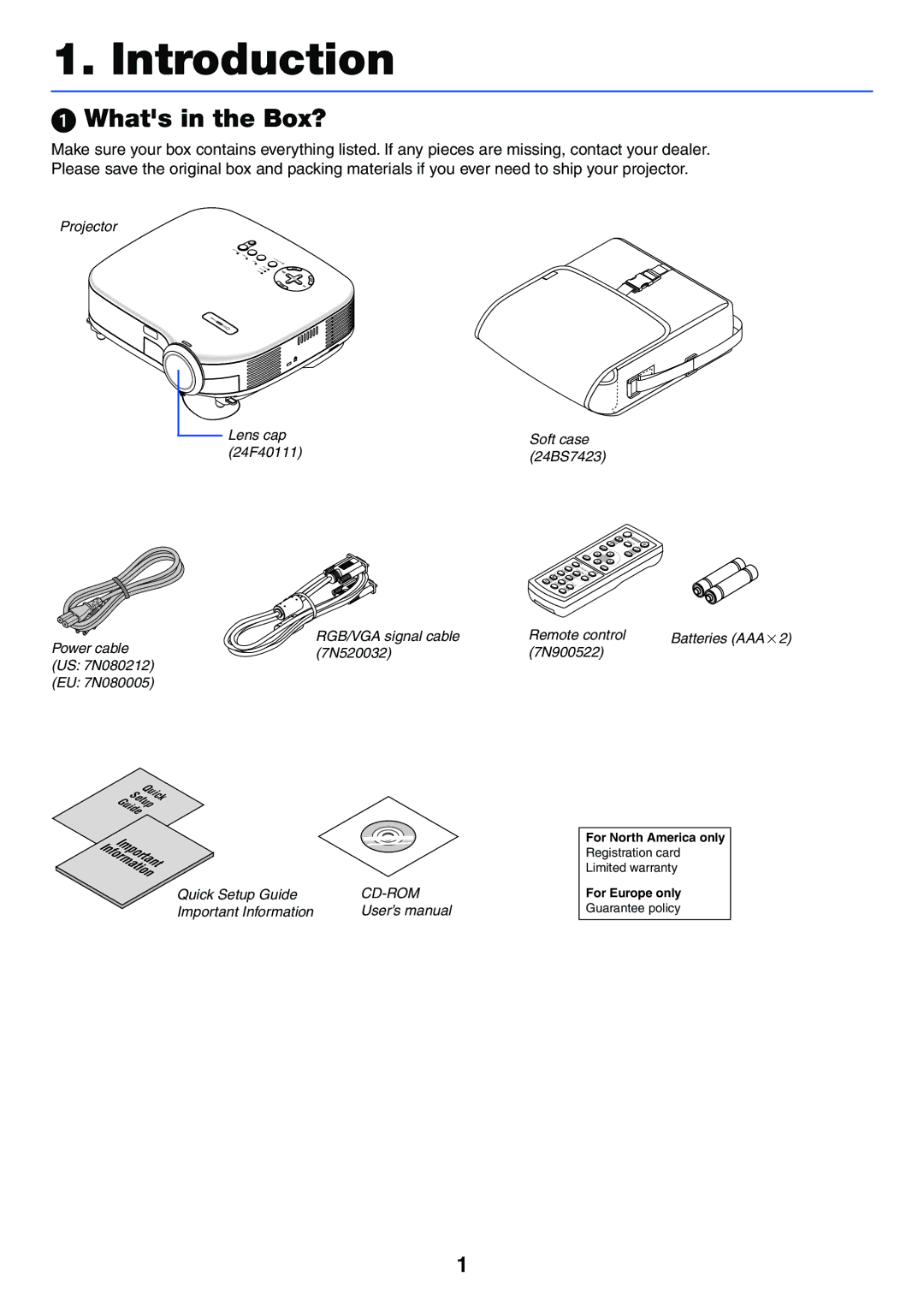 NEC VT37 manual Introduction, Whats in the Box? 