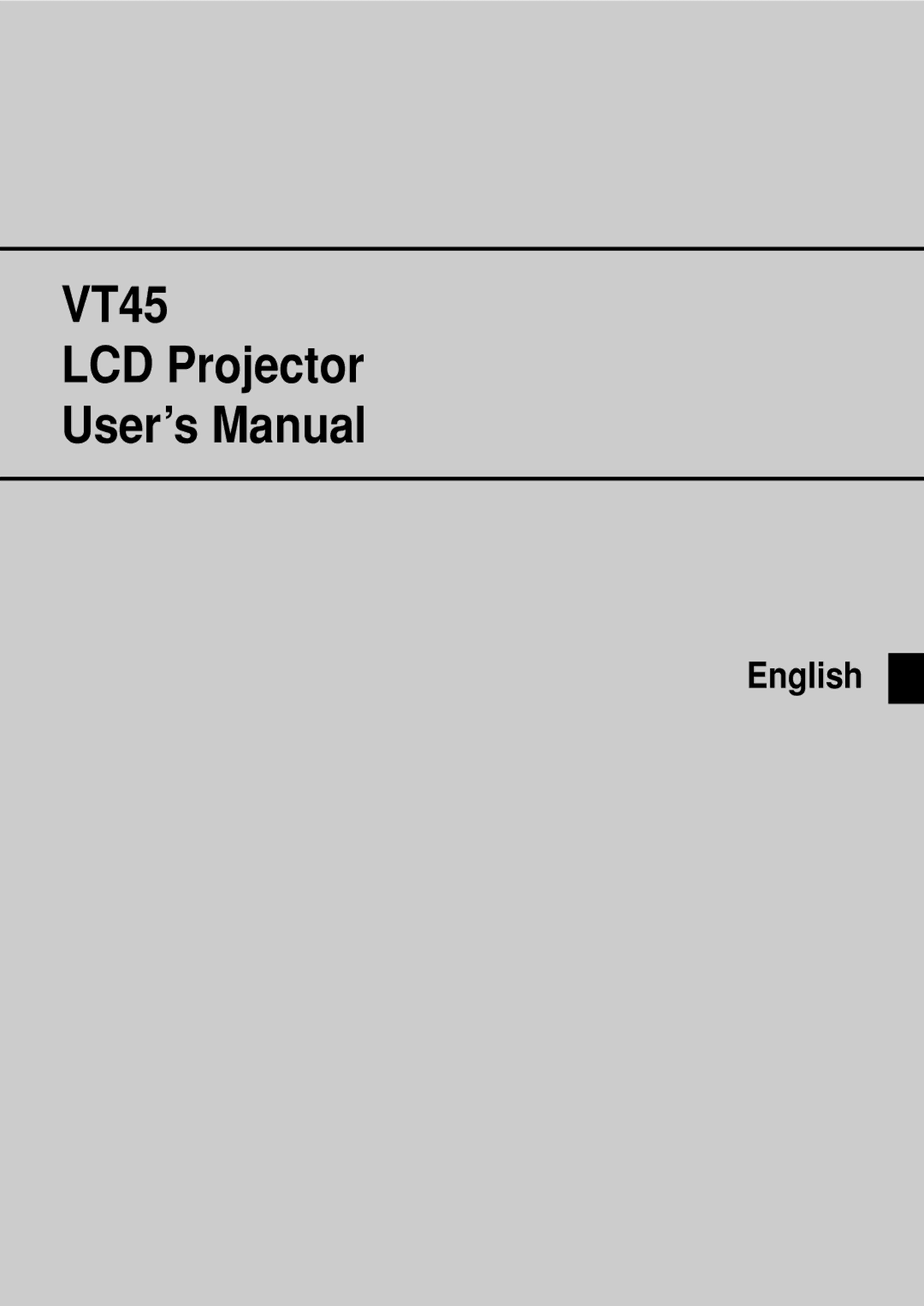 NEC user manual VT45 LCD Projector User’s Manual 