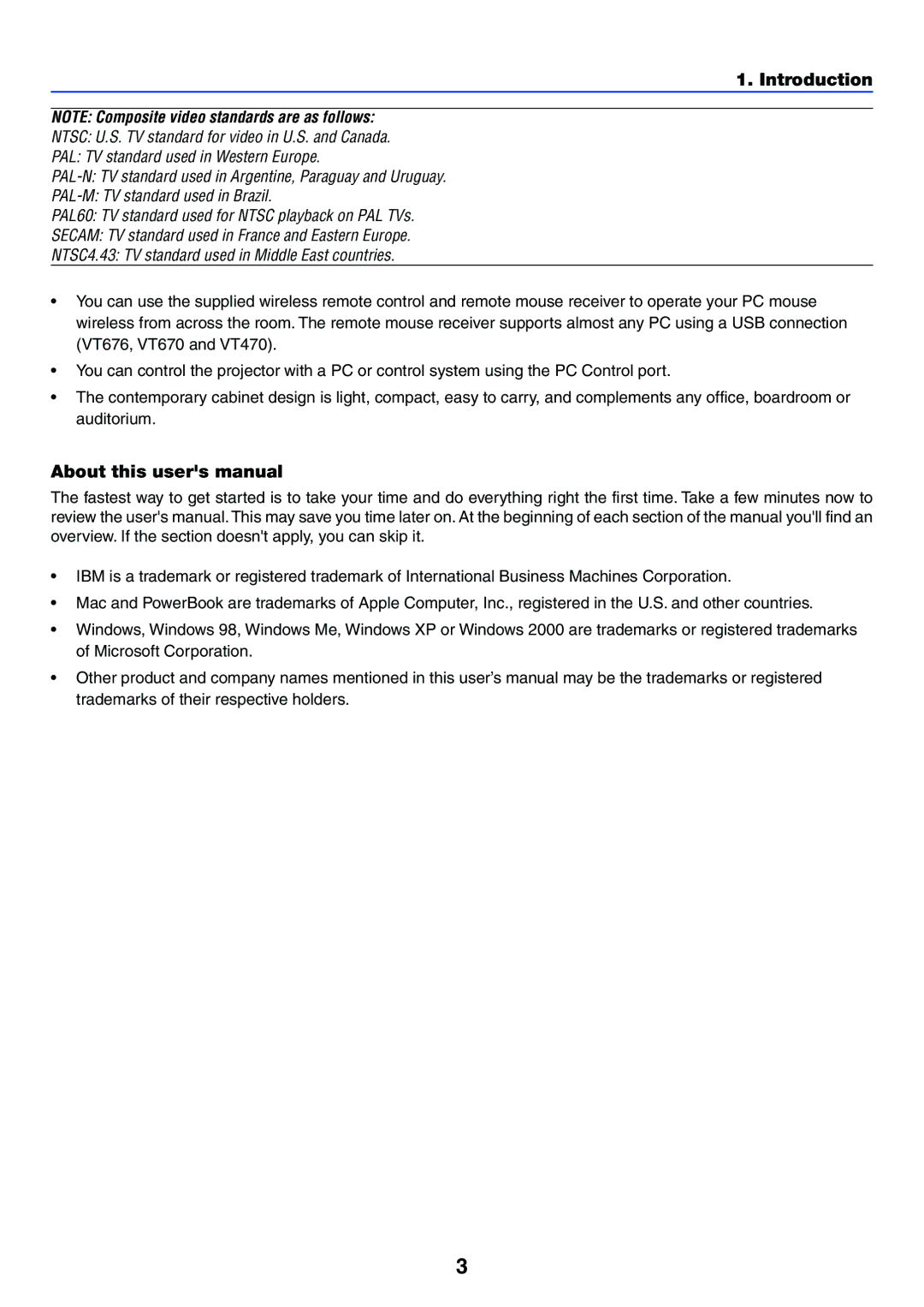 NEC VT470 manual Introduction 