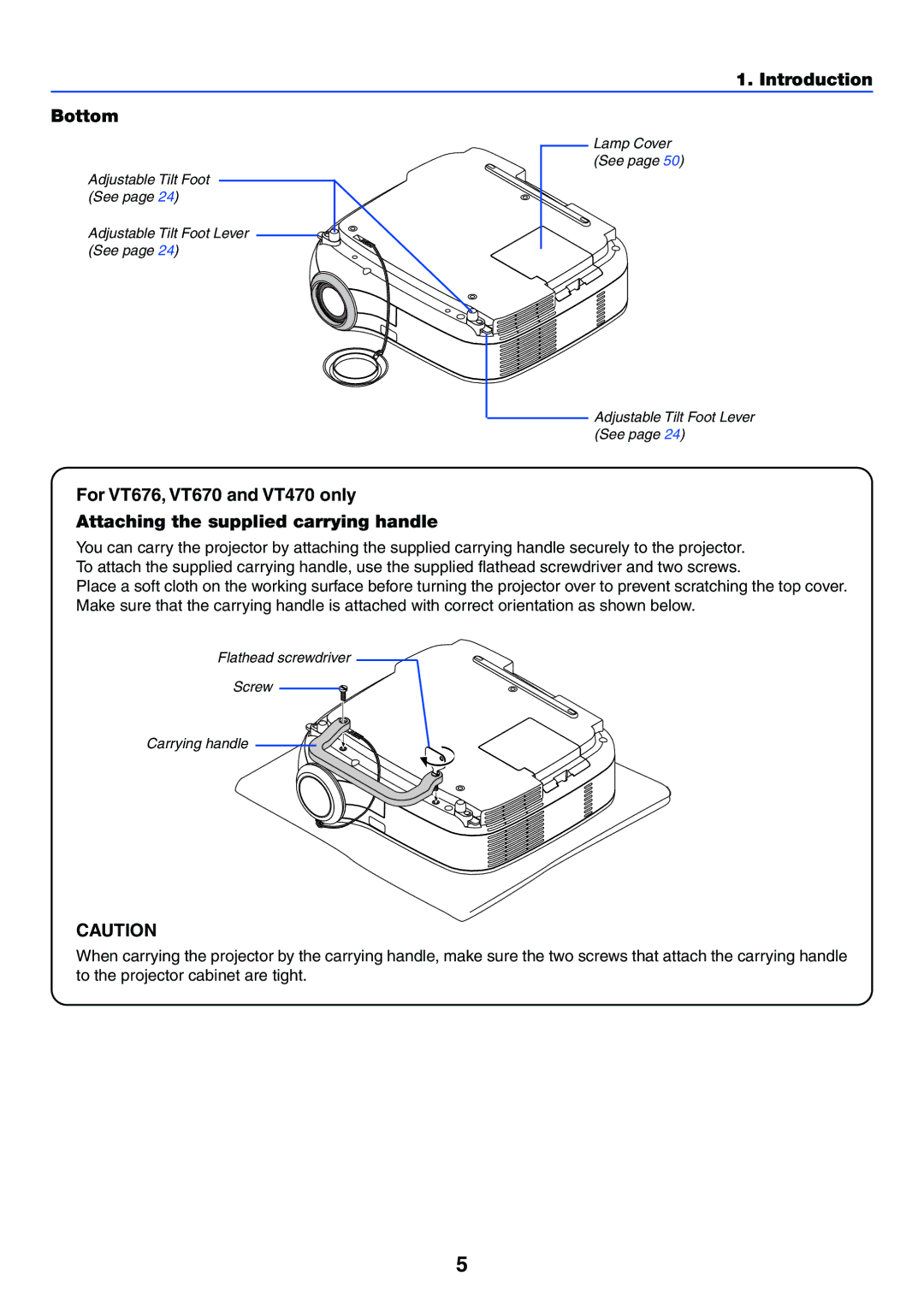 NEC VT470 manual Introduction Bottom 