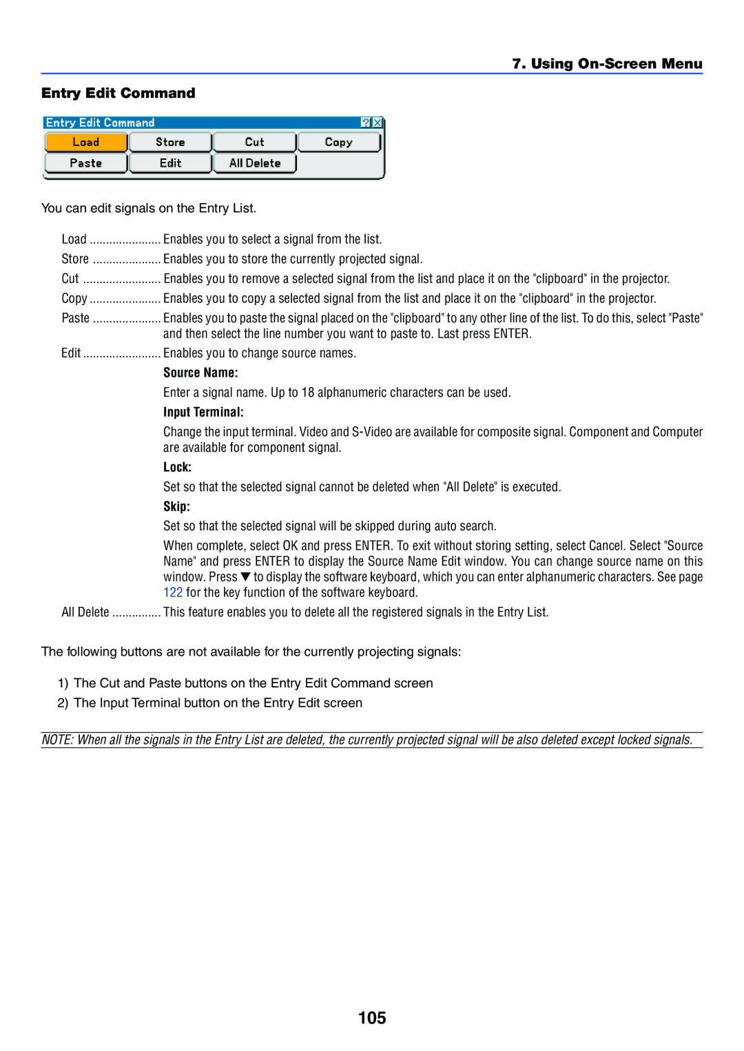 NEC VT770 manual 105, Using On-Screen Menu Entry Edit Command 