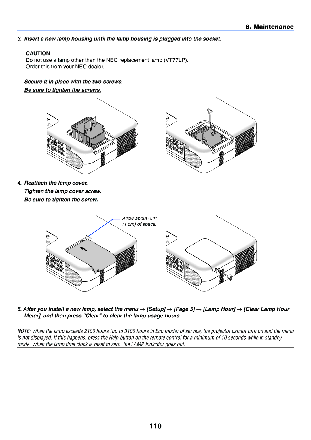 NEC VT770 manual 110 