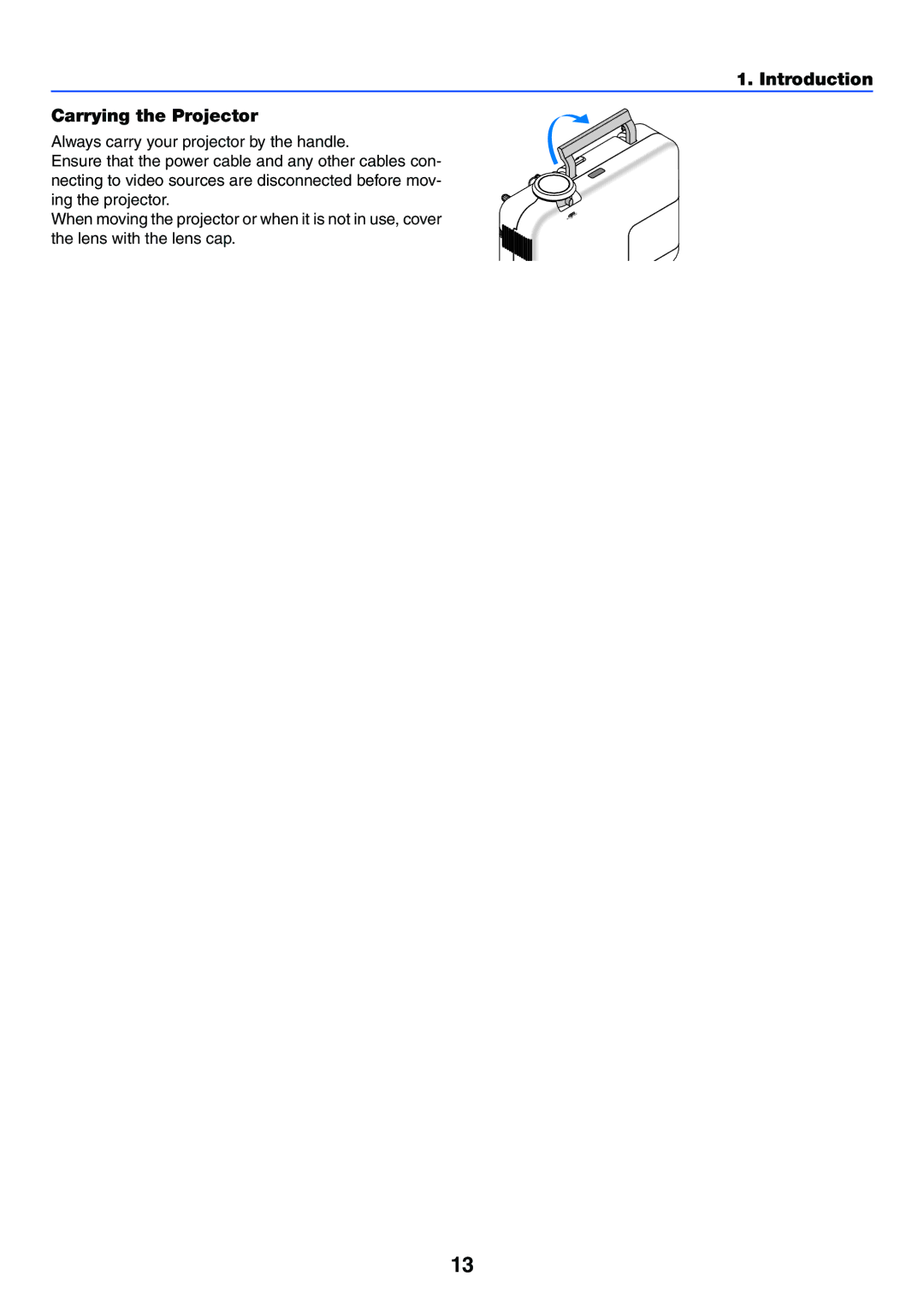 NEC VT770 manual Introduction Carrying the Projector 