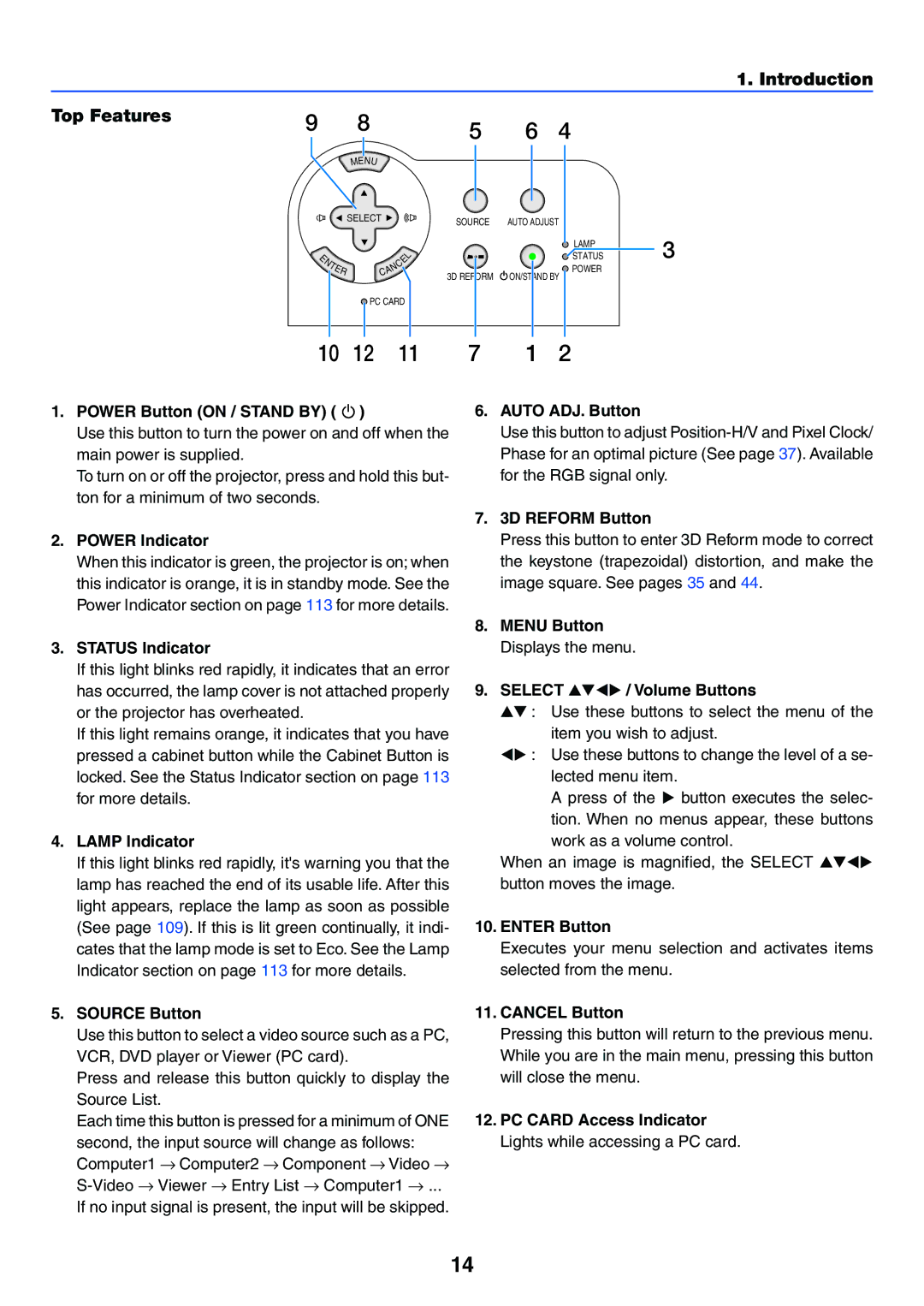 NEC VT770 manual Introduction Top Features 