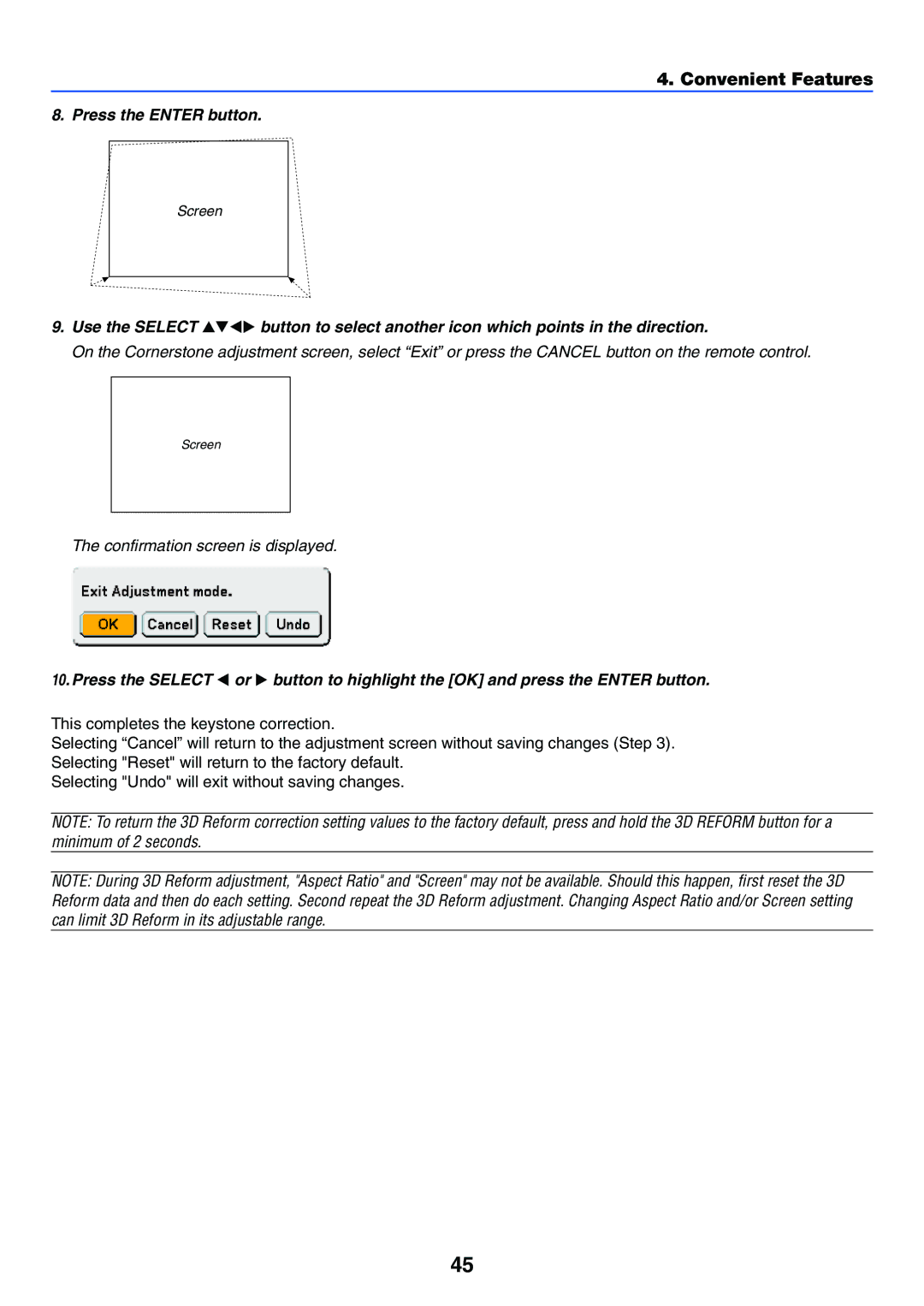 NEC VT770 manual Confirmation screen is displayed 