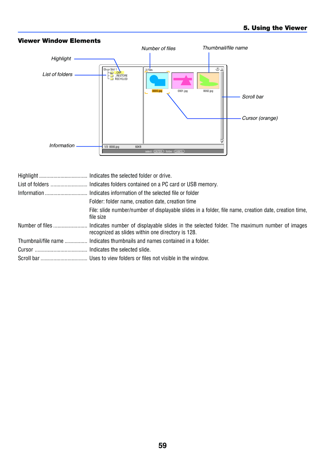 NEC VT770 manual Using the Viewer Viewer Window Elements 