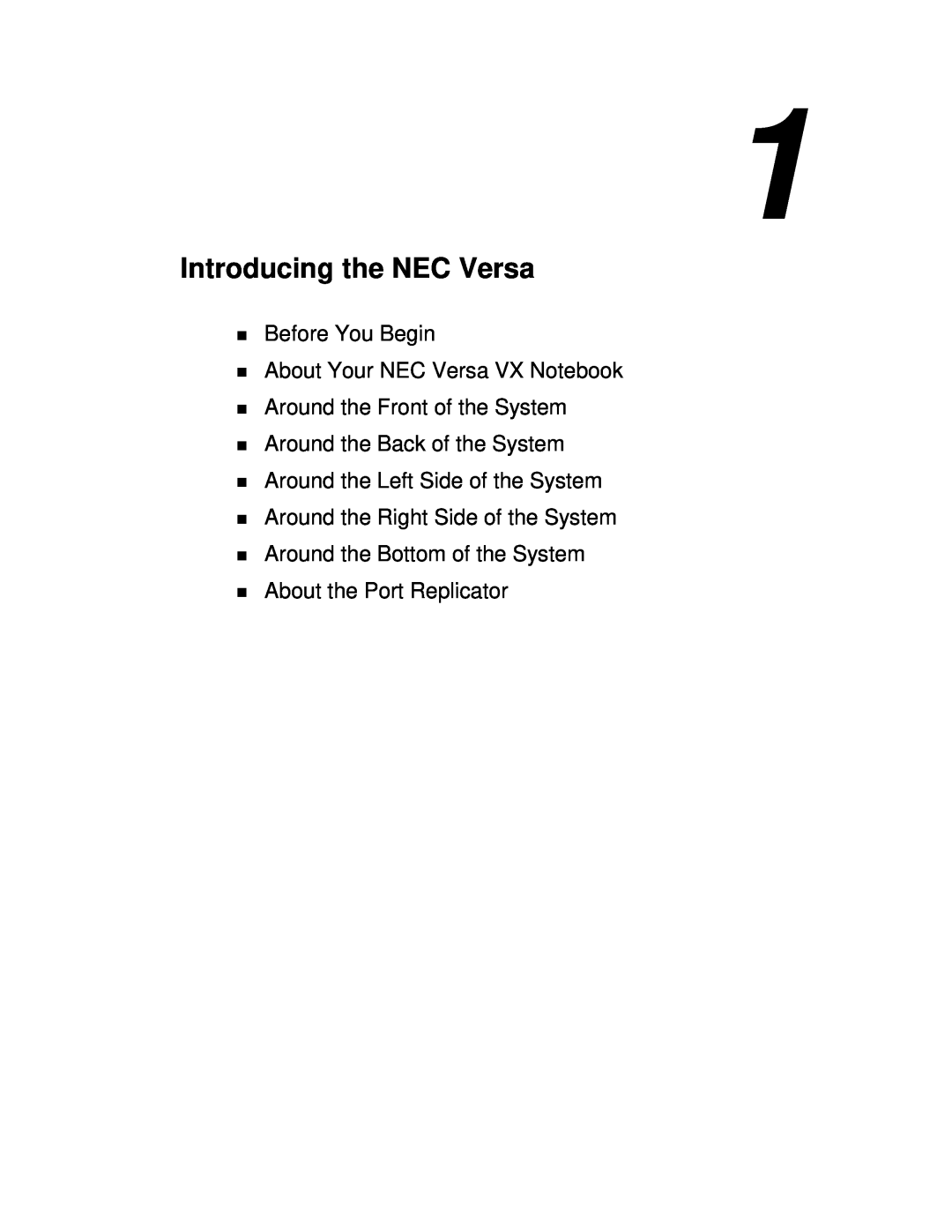 NEC Introducing the NEC Versa, Before You Begin About Your NEC Versa VX Notebook, Around the Left Side of the System 