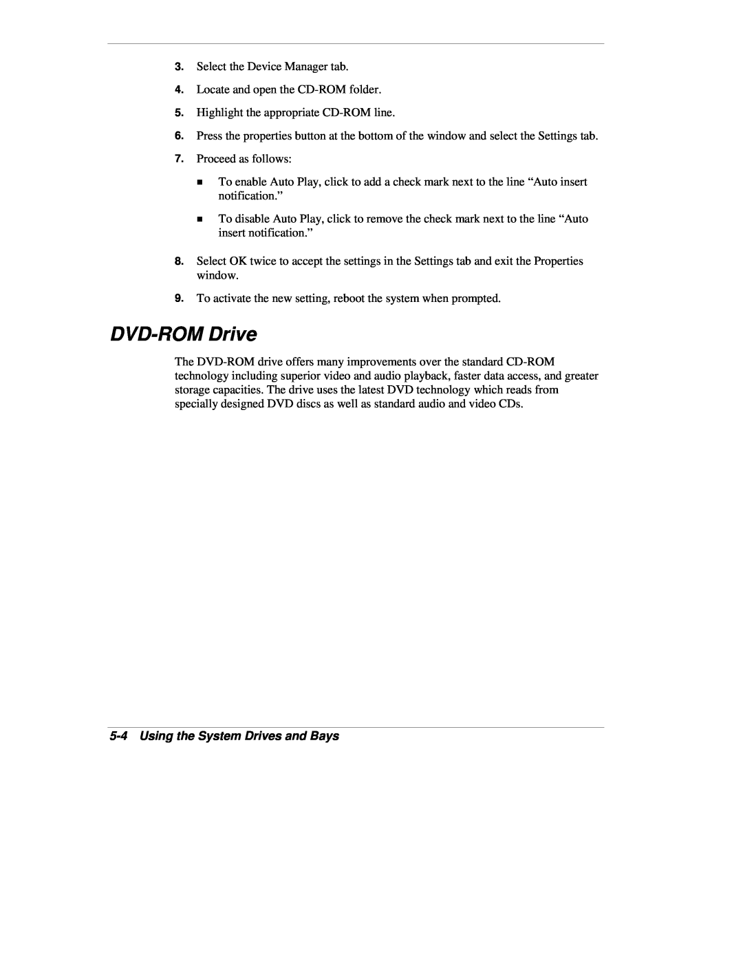 NEC VX manual DVD-ROM Drive, Using the System Drives and Bays 