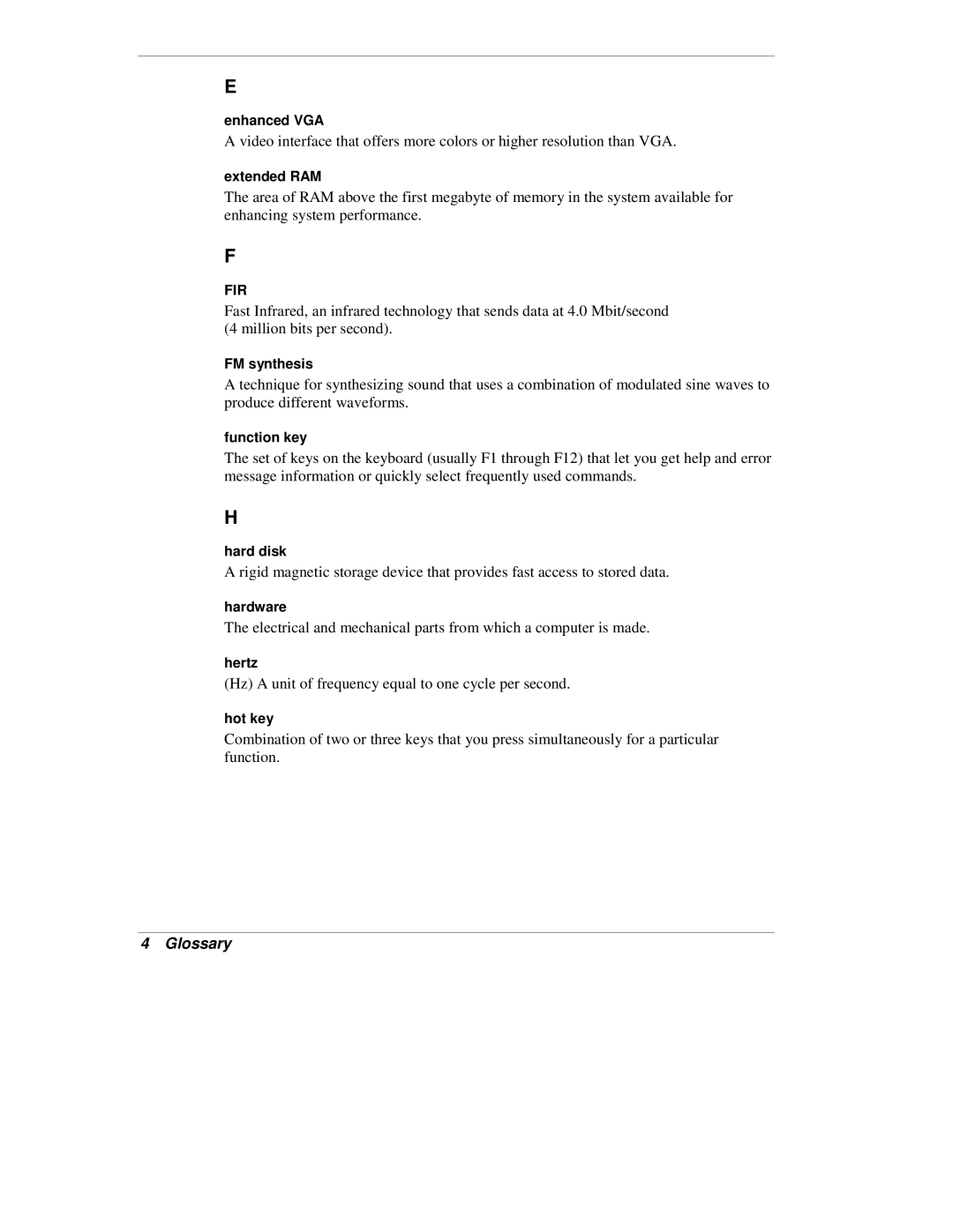 NEC VX manual Hz a unit of frequency equal to one cycle per second 