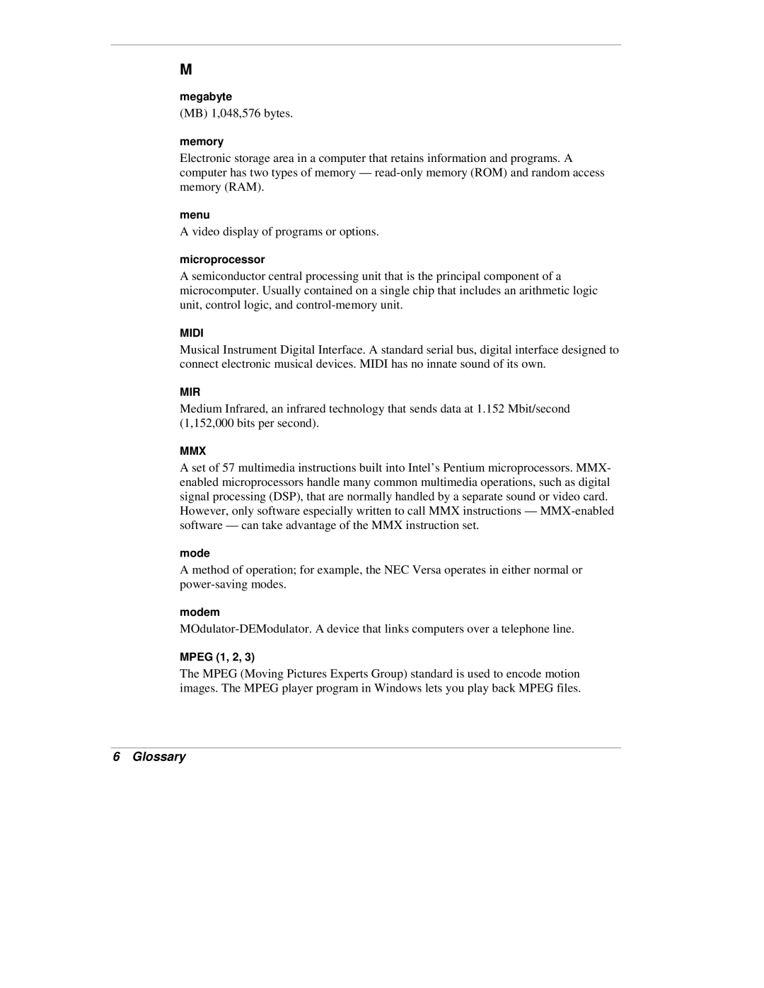 NEC VX manual MB 1,048,576 bytes 