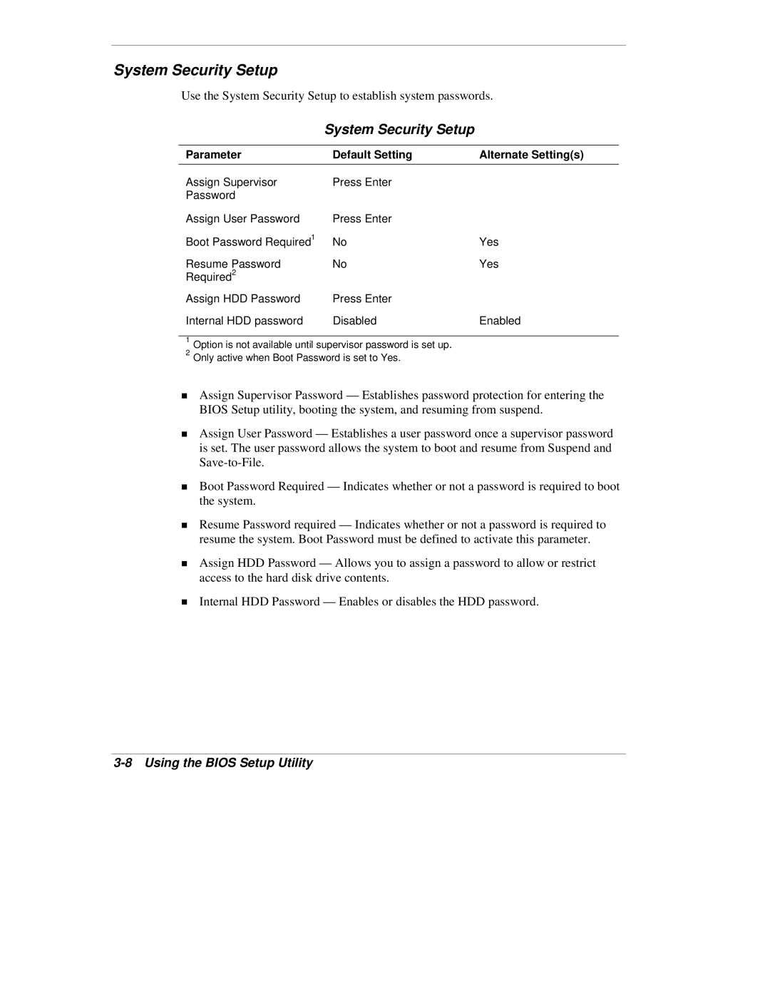 NEC VX manual System Security Setup 